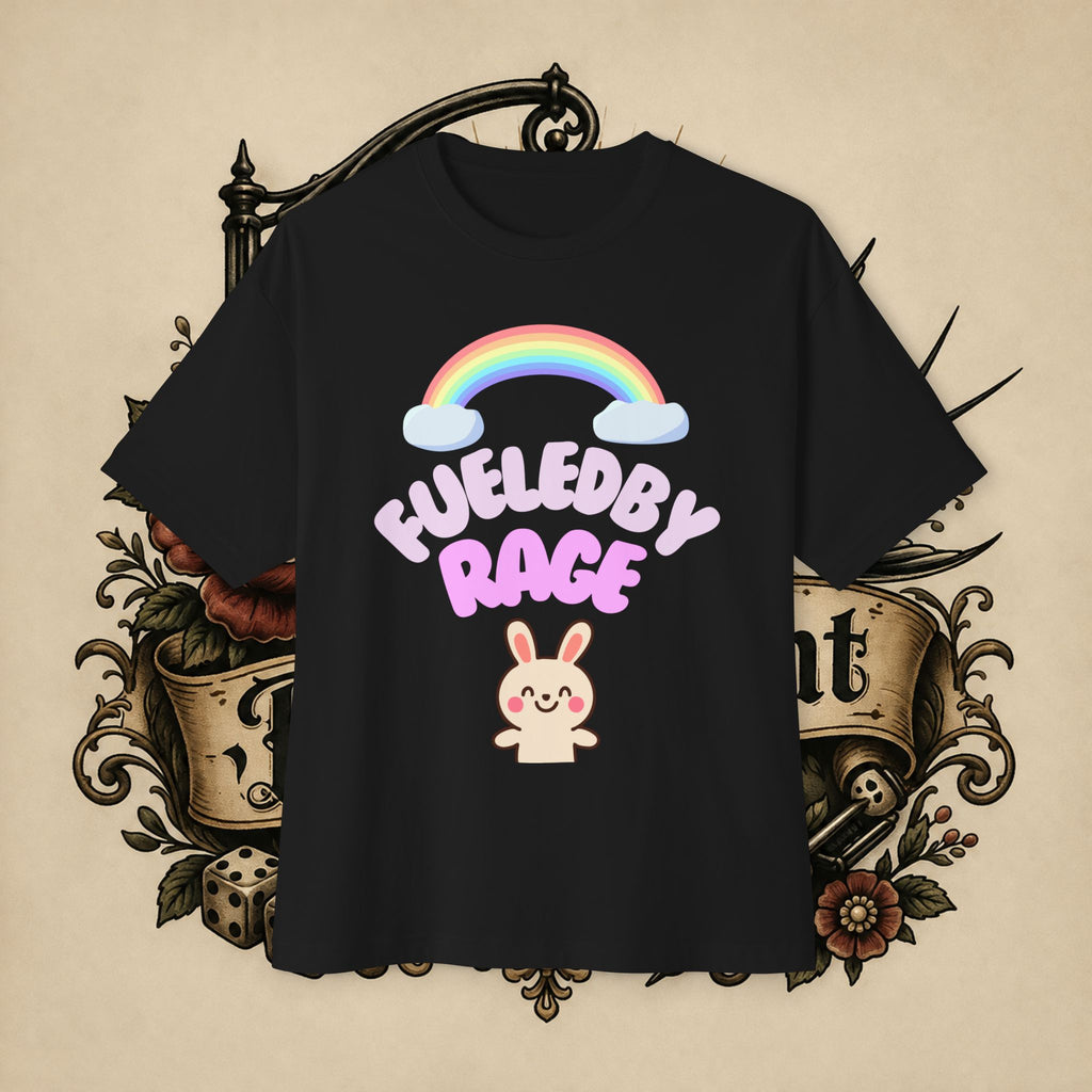 Fueled by Rage Tee | Cute Bunny Rainbow Illustration