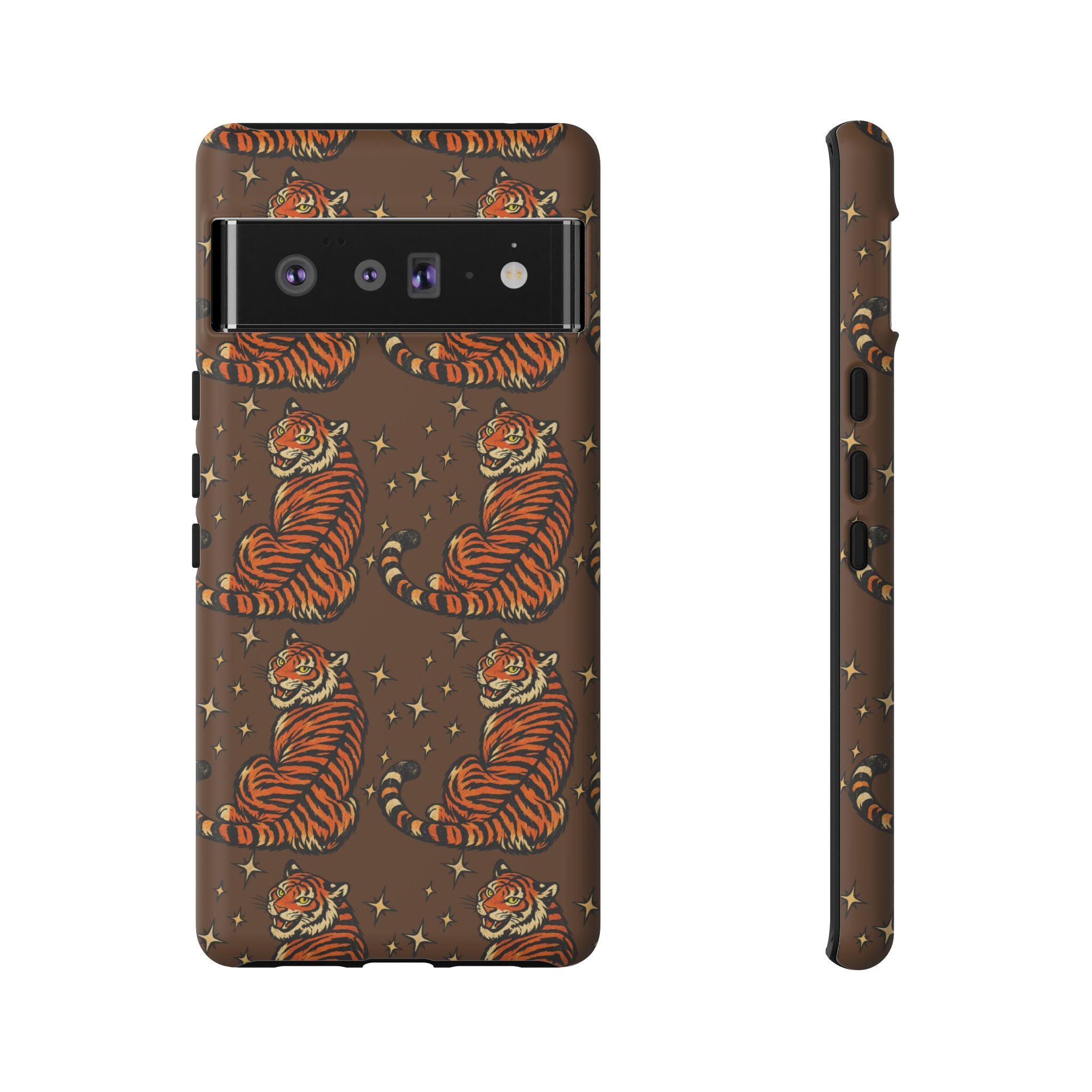 Tiger Pattern Phone Case — Retro Brown Vintage Tiger Print Tough Case