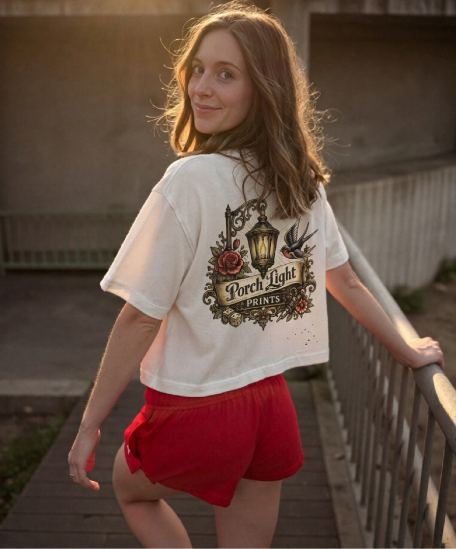 Women's Boxy Tee — Vintage Lantern & Tiger Graphic T-Shirt