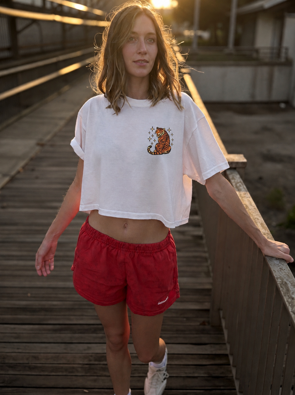 Women's Boxy Tee — Vintage Lantern & Tiger Graphic T-Shirt