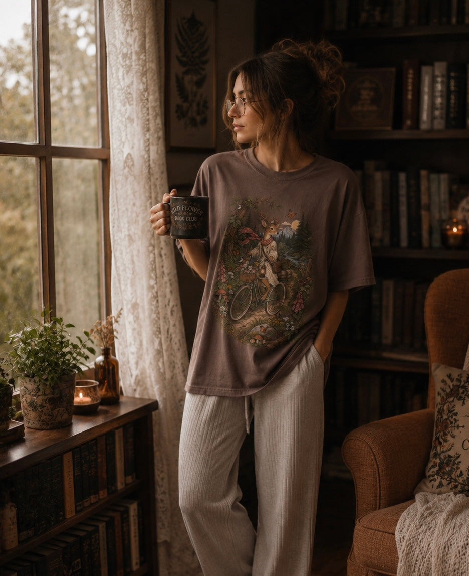 Deer Bike Ride Oversized T-Shirt
