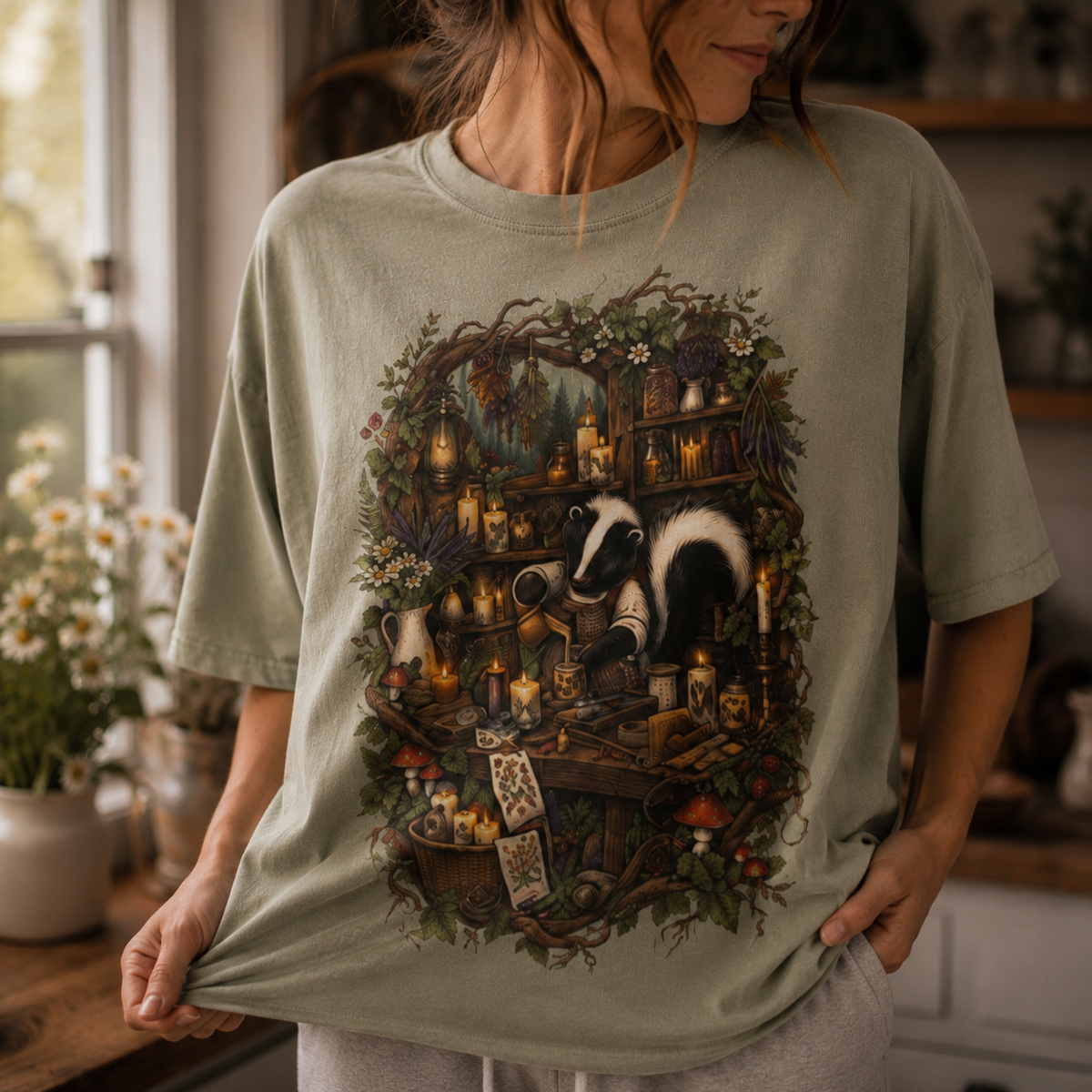 Skunk Candle Maker Oversized T-Shirt