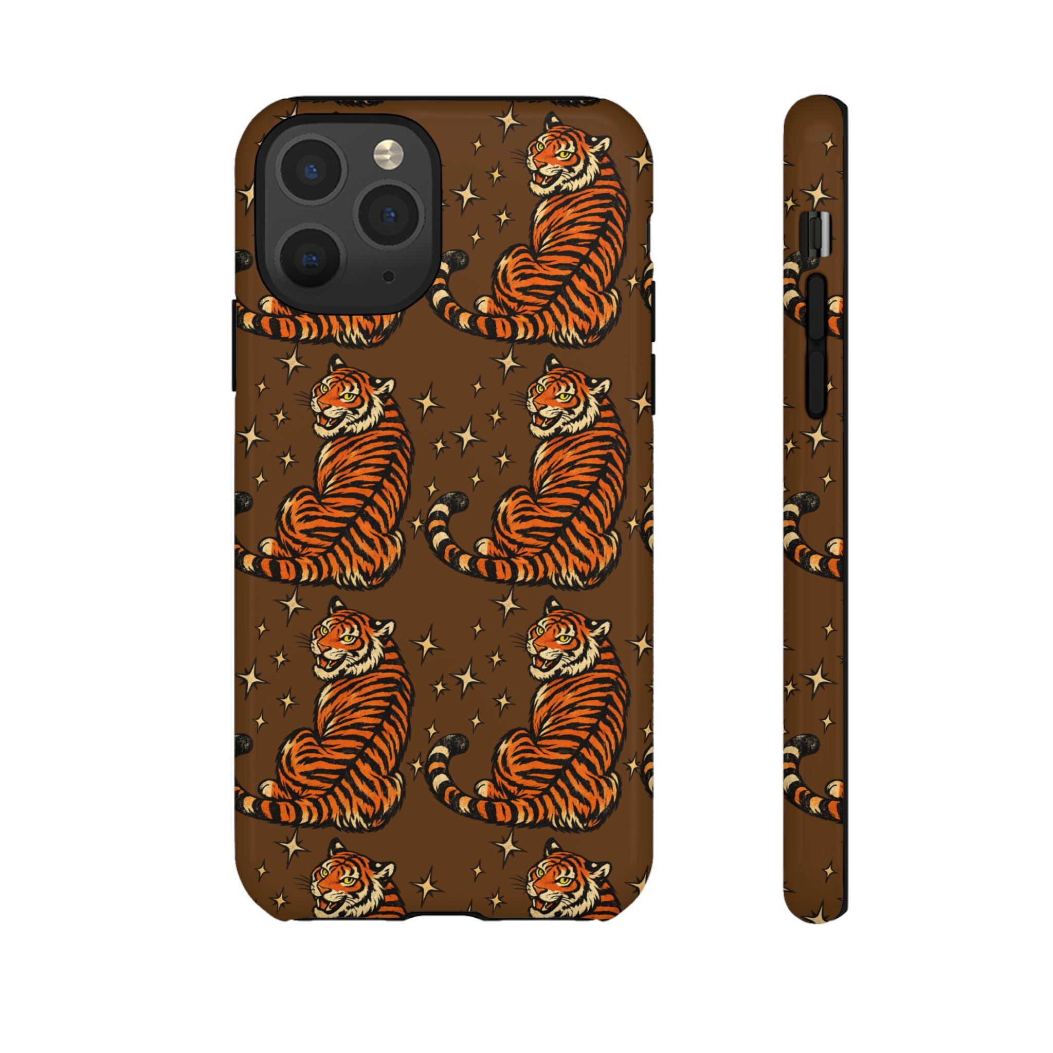 Tiger Pattern Phone Case — Retro Brown Vintage Tiger Print Tough Case