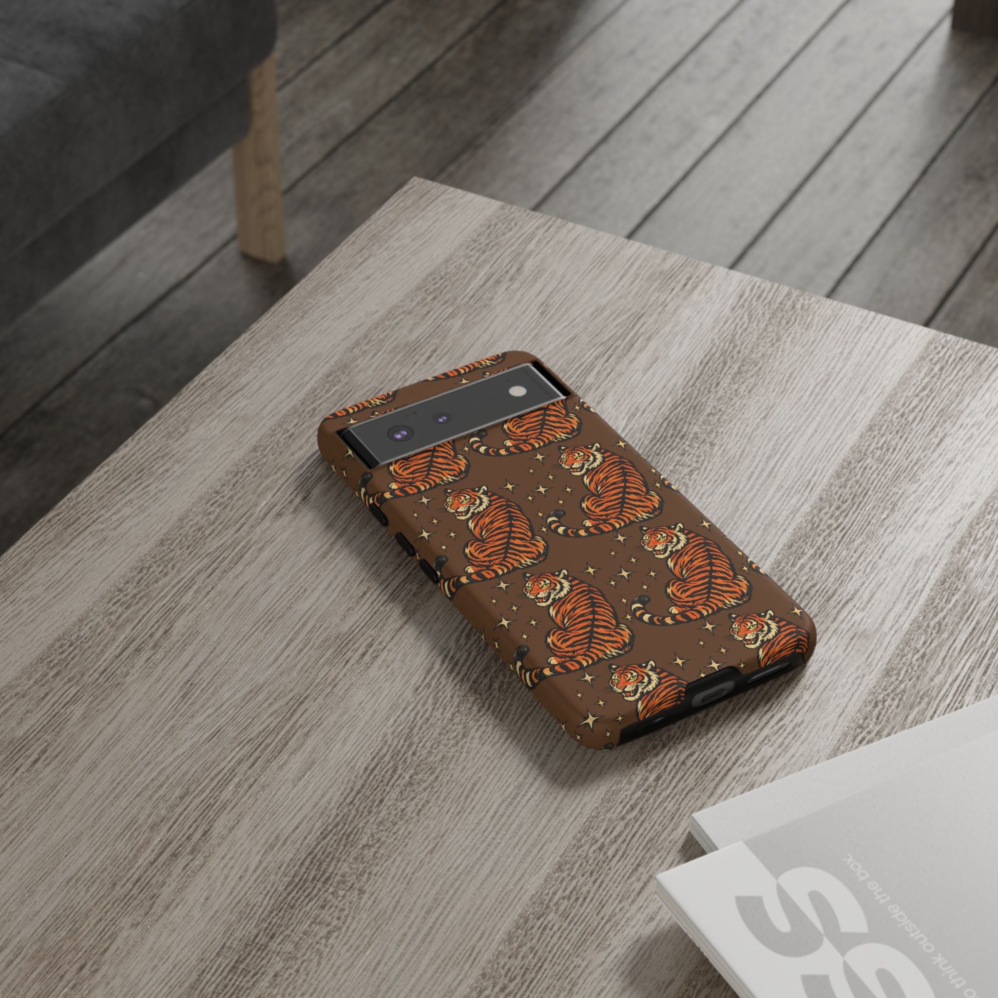 Tiger Pattern Phone Case — Retro Brown Vintage Tiger Print Tough Case