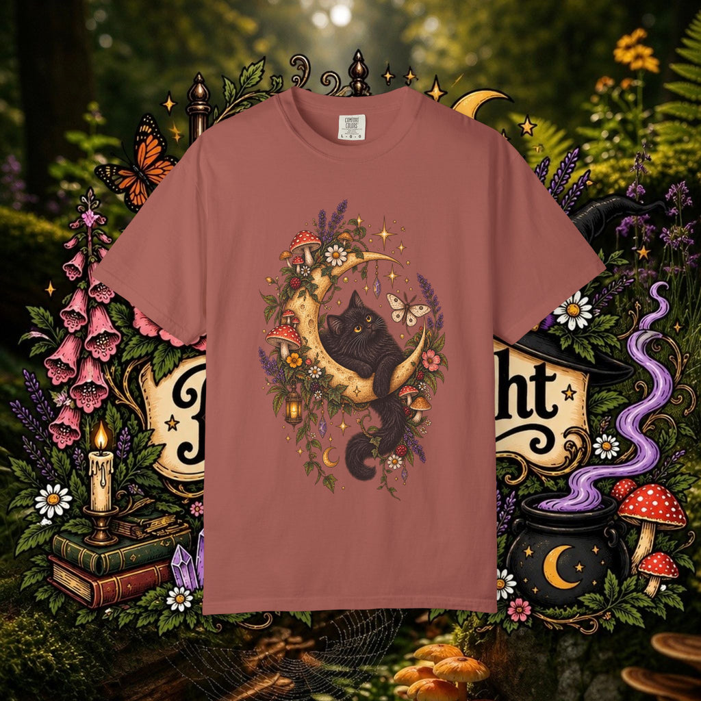 Moonlit Black Cat Oversized T-Shirt
