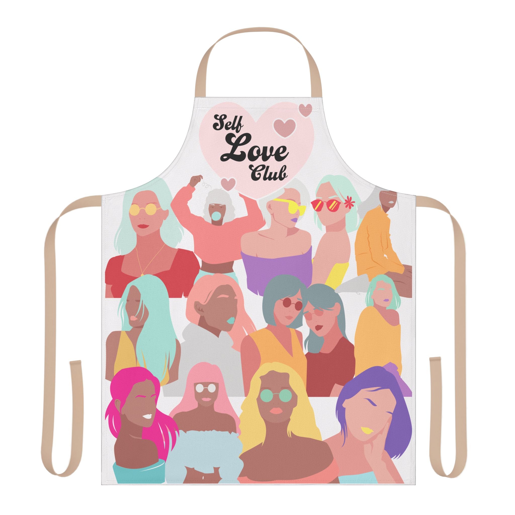 Self Love Club Apron — Colorful Feminine All-Over Print Kitchen Apron