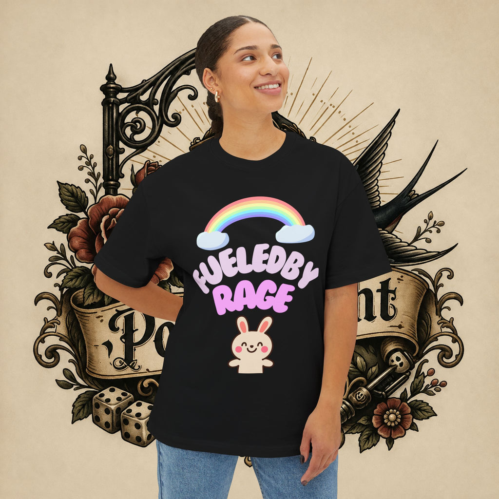 Fueled by Rage Tee | Cute Bunny Rainbow Illustration