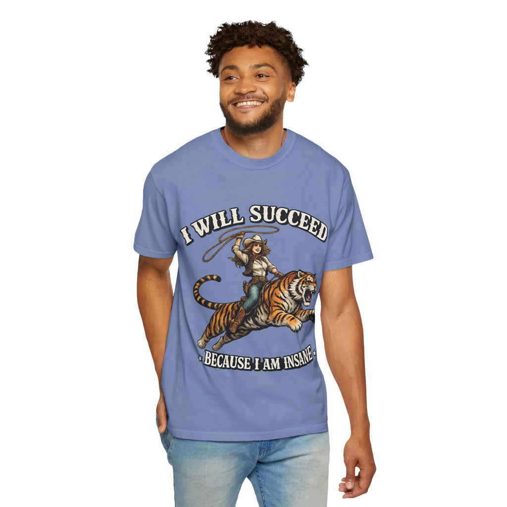 I Will Succeed Tiger T-Shirt — Bold Vintage Rider Graphic Tee