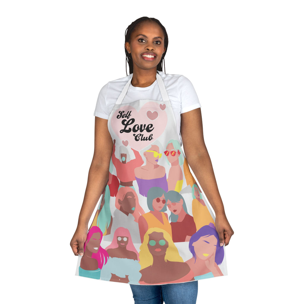 Self Love Club Apron — Colorful Feminine All-Over Print Kitchen Apron