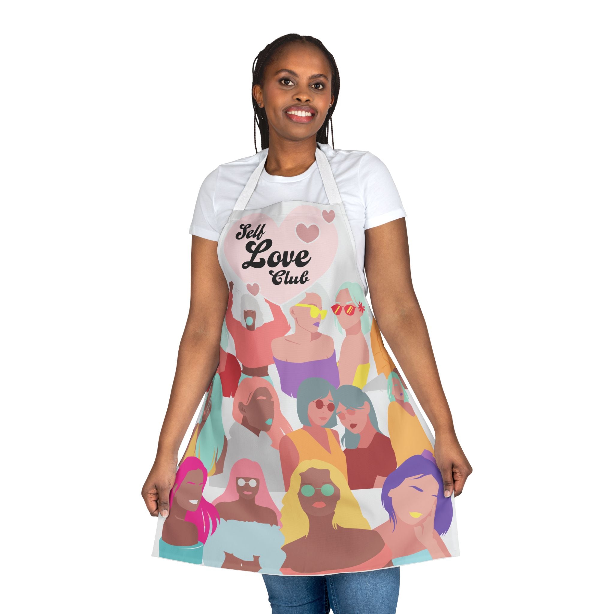 Self Love Club Apron — Colorful Feminine All-Over Print Kitchen Apron