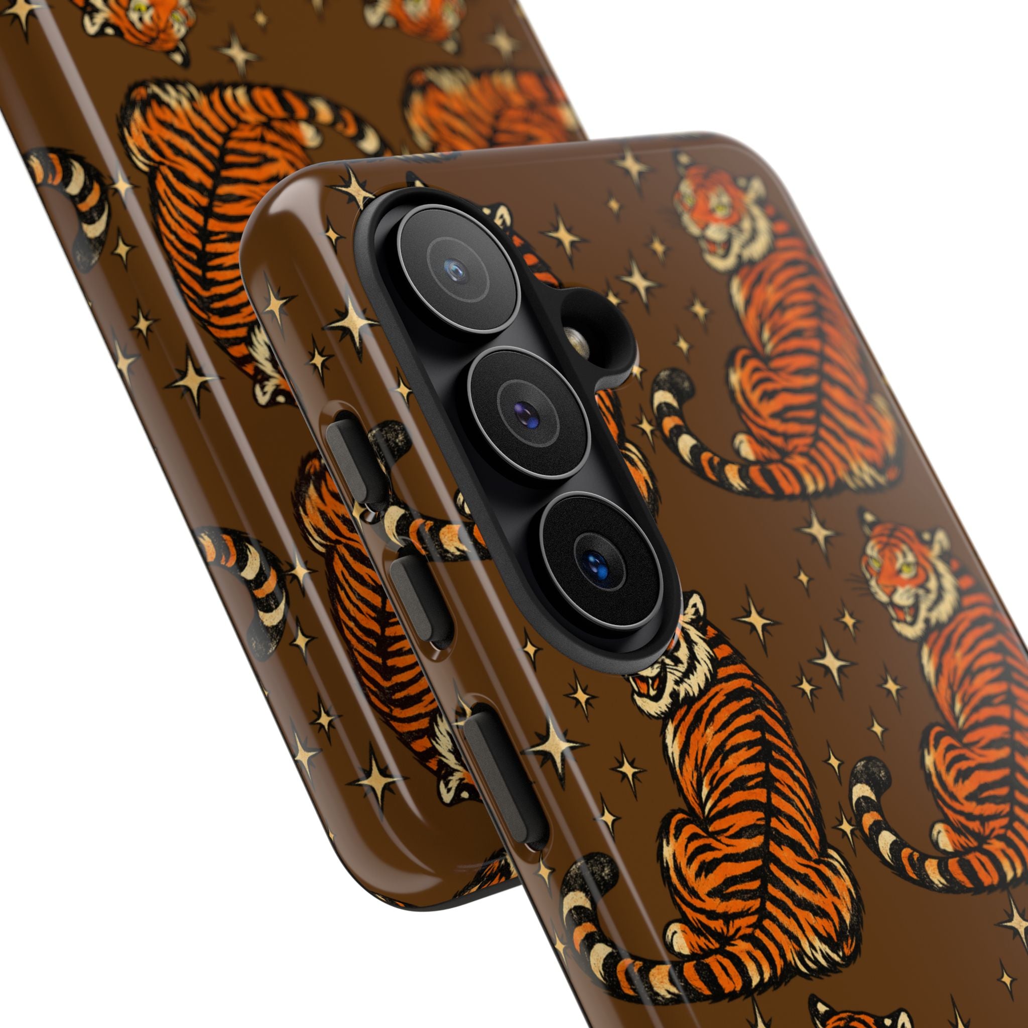 Tiger Pattern Phone Case — Retro Brown Vintage Tiger Print Tough Case