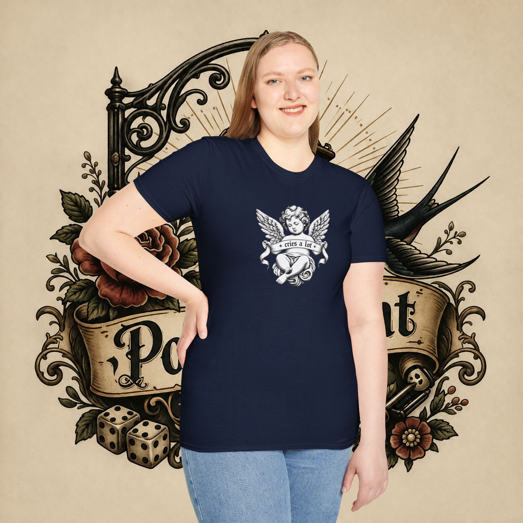 Cherub Angel Tee — 'Cries a Lot' Vintage Graphic T-Shirt