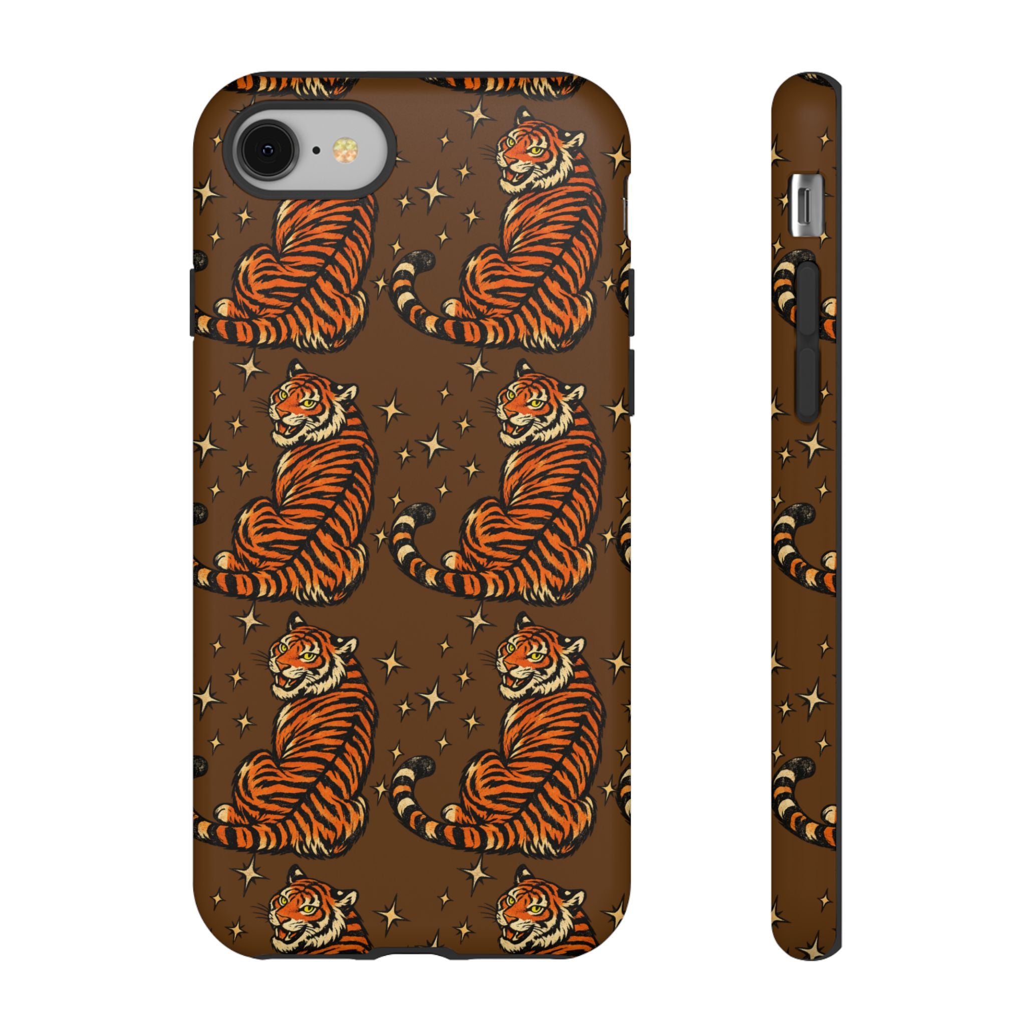 Tiger Pattern Phone Case — Retro Brown Vintage Tiger Print Tough Case