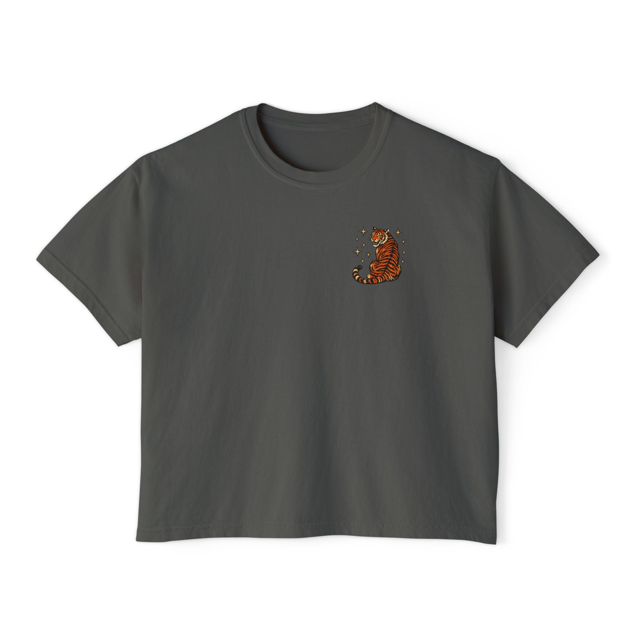Women's Boxy Tee — Vintage Lantern & Cat Graphic T-Shirt