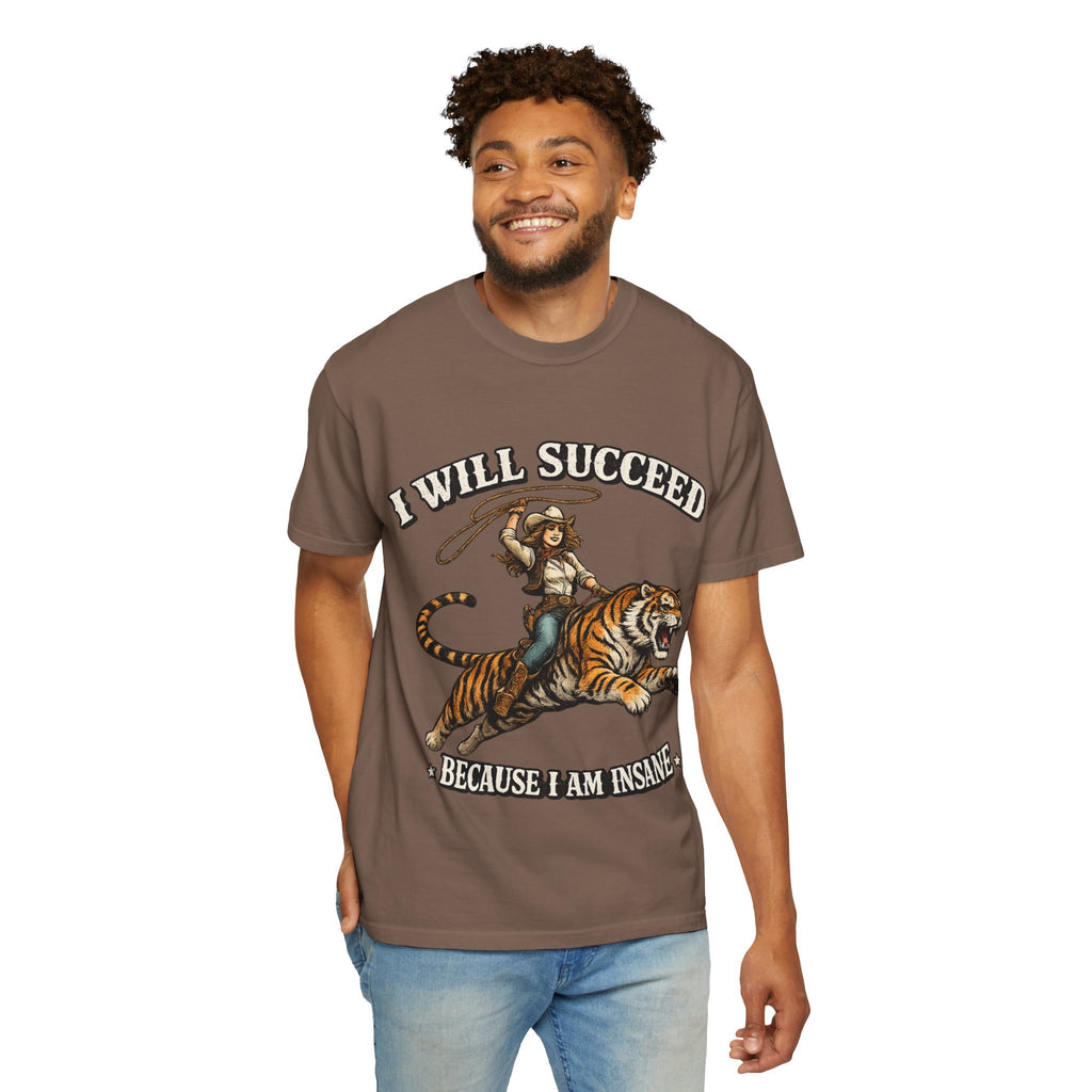 I Will Succeed Tiger T-Shirt — Bold Vintage Rider Graphic Tee