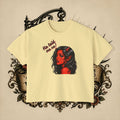 Women's Boxy Tee — Red Devil Girl Graphic "He Told Me No"