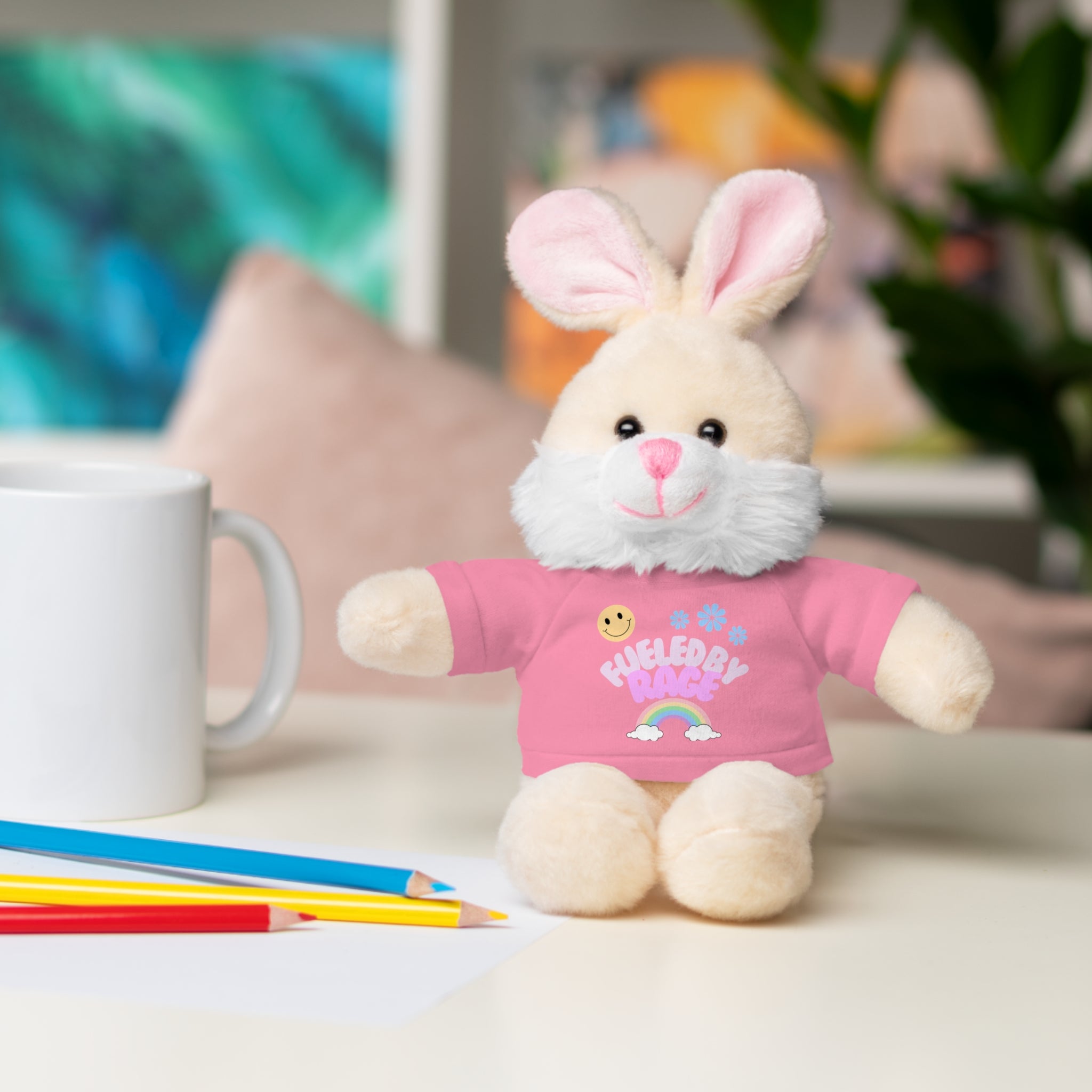 'Fueled by Rage' Teddy Bear Plush — 8" Stuffed Animal with Funny Tee