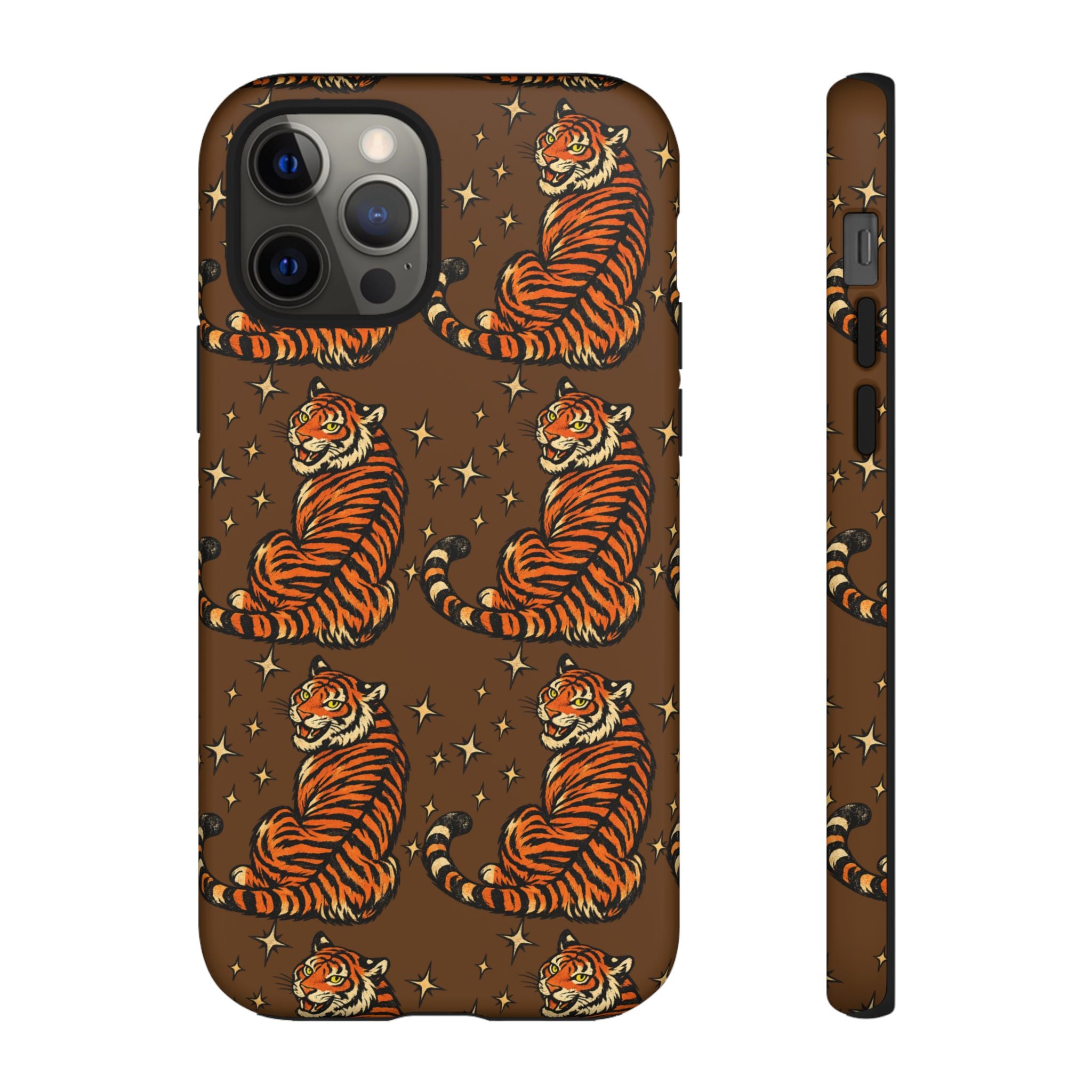 Tiger Pattern Phone Case — Retro Brown Vintage Tiger Print Tough Case