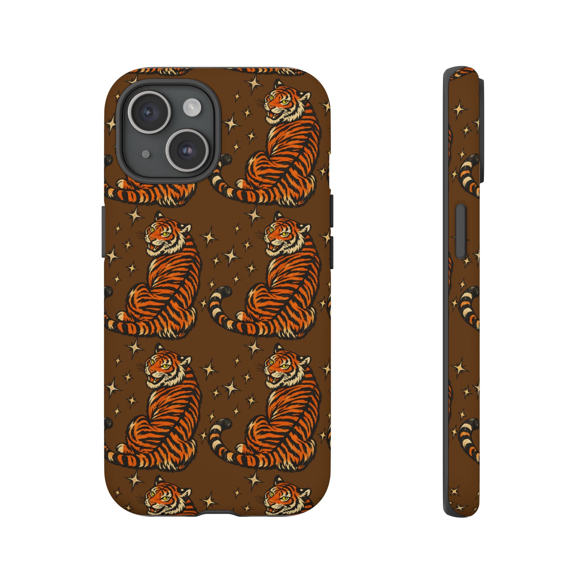 Tiger Pattern Phone Case — Retro Brown Vintage Tiger Print Tough Case