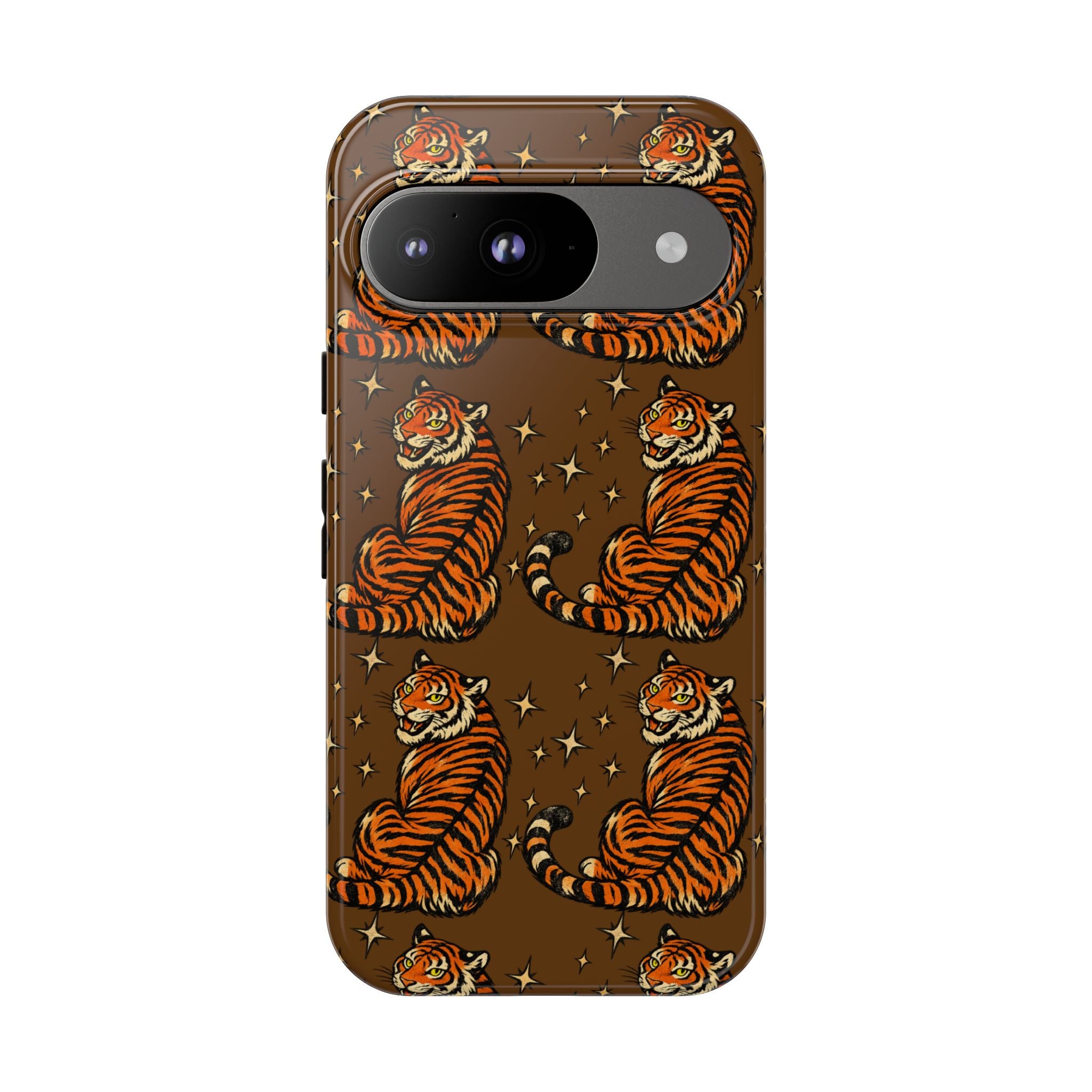 Tiger Pattern Phone Case — Retro Brown Vintage Tiger Print Tough Case