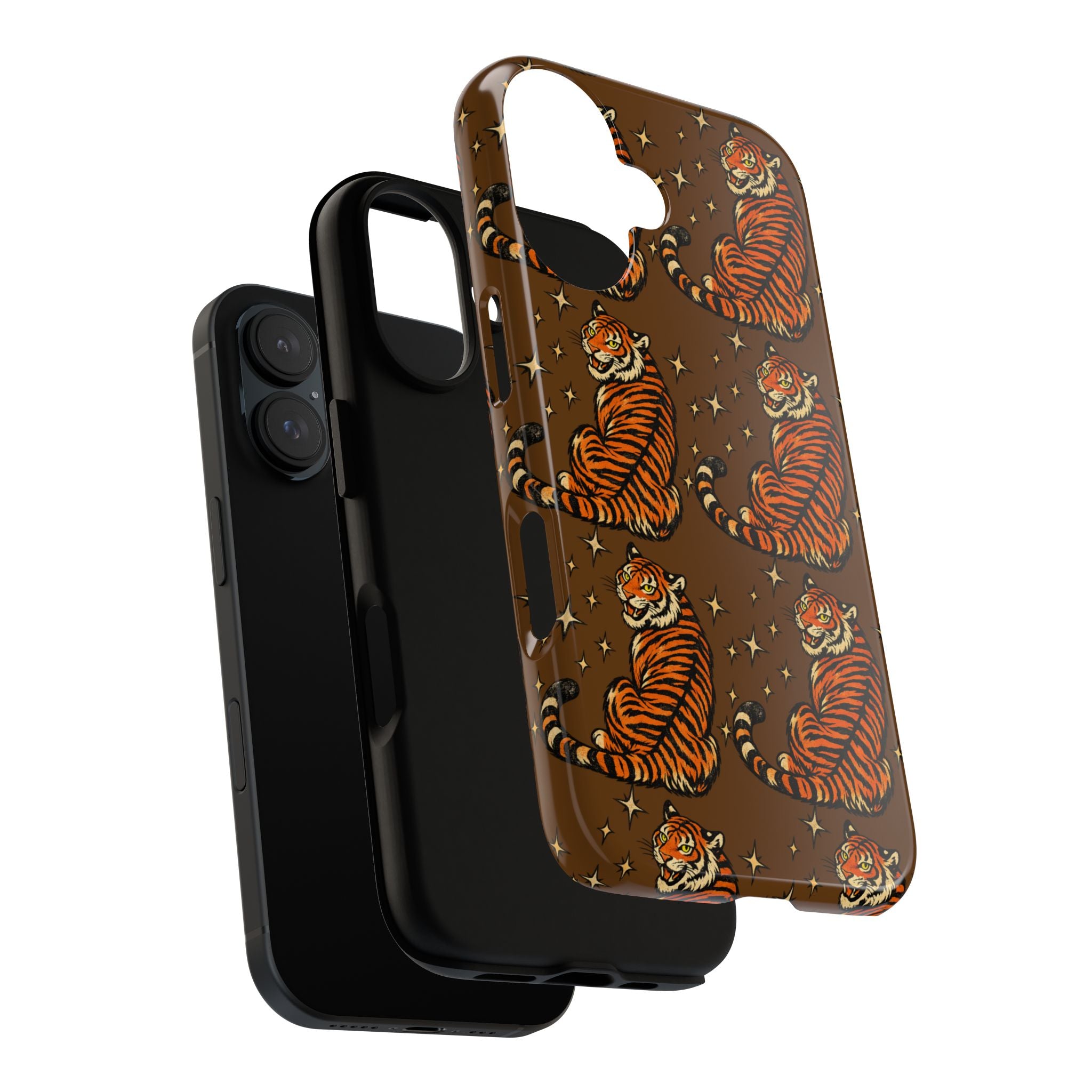 Tiger Pattern Phone Case — Retro Brown Vintage Tiger Print Tough Case