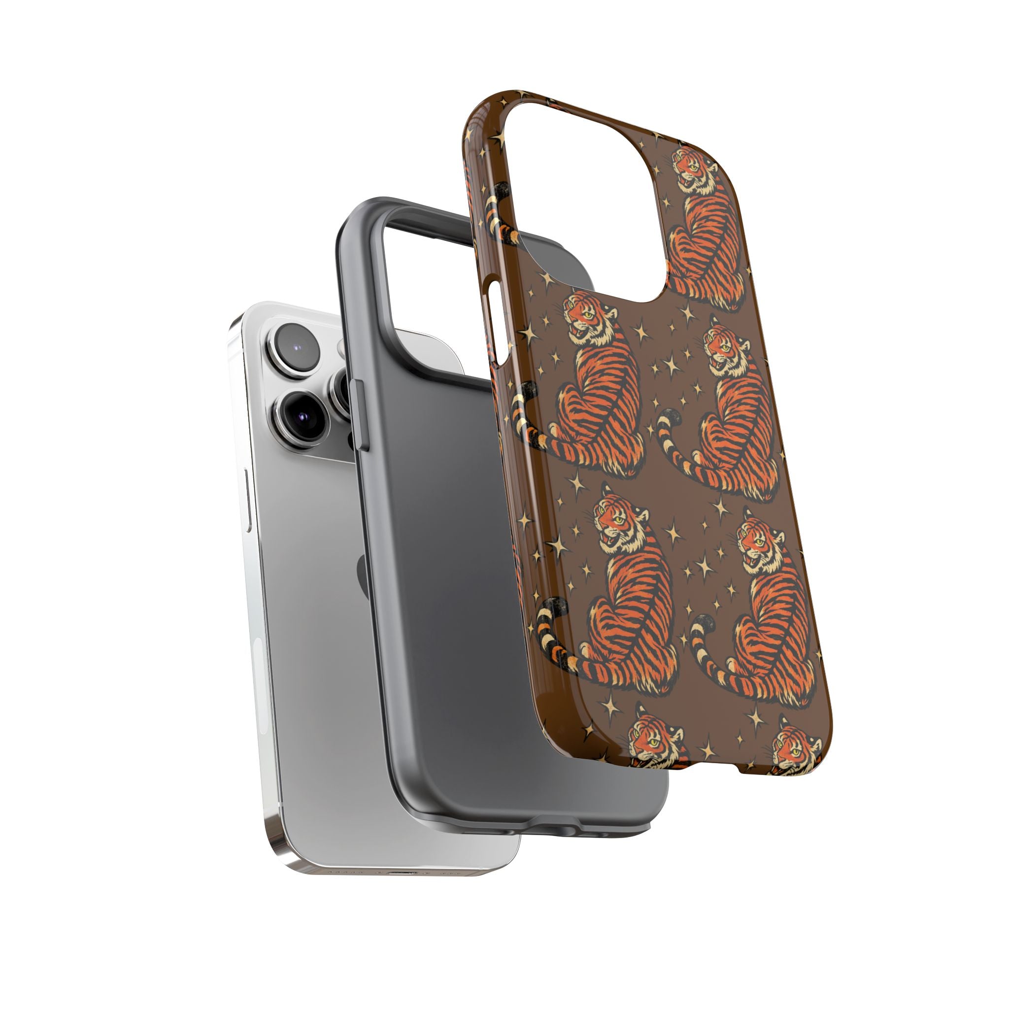 Tiger Pattern Phone Case — Retro Brown Vintage Tiger Print Tough Case
