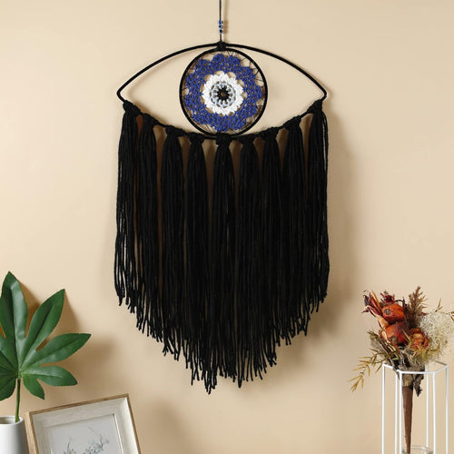Black Evil Eye Dream Catcher, Wall Hanging for Witch Dark Decor | Gothic Wall Decorations, Halloween Decorations, Ornament Craft Gift (Black)