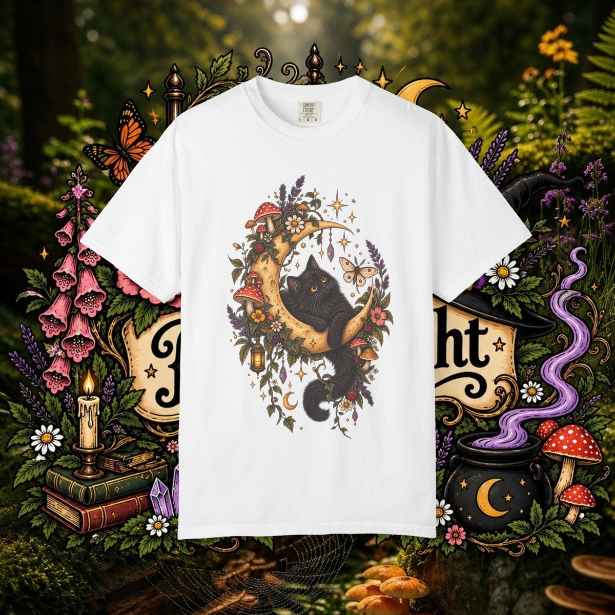 Moonlit Black Cat Oversized T-Shirt