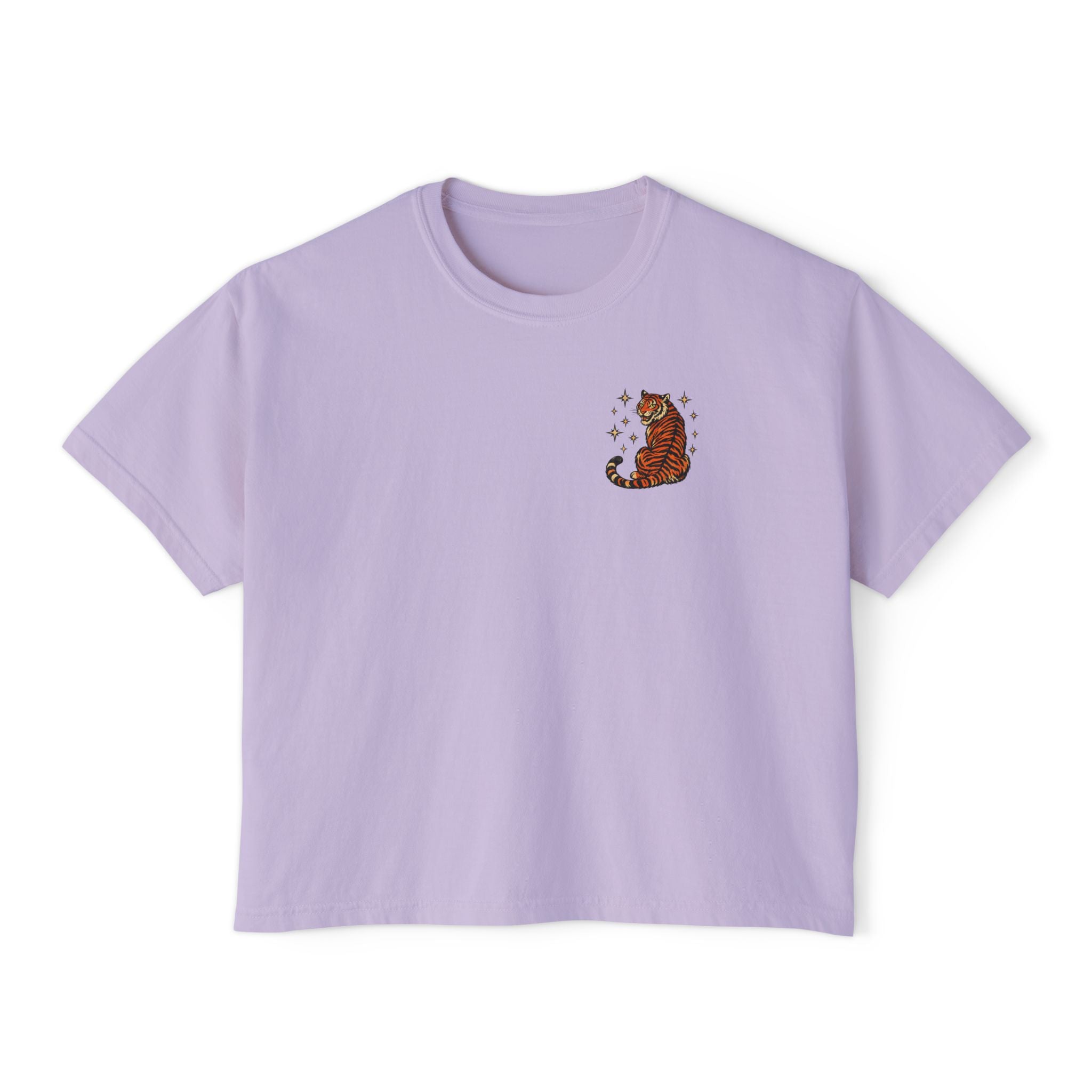 Women's Boxy Tee — Vintage Lantern & Cat Graphic T-Shirt