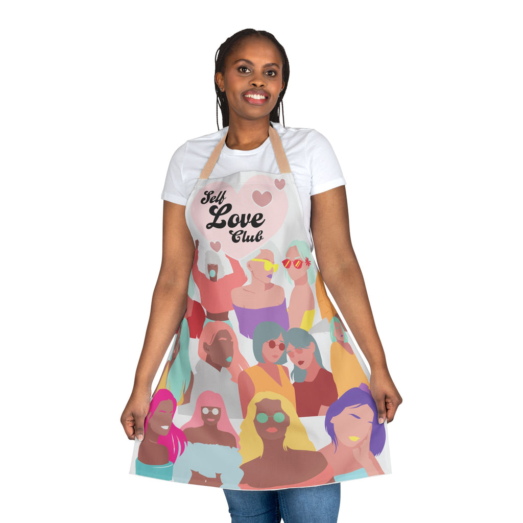 Self Love Club Apron — Colorful Feminine All-Over Print Kitchen Apron