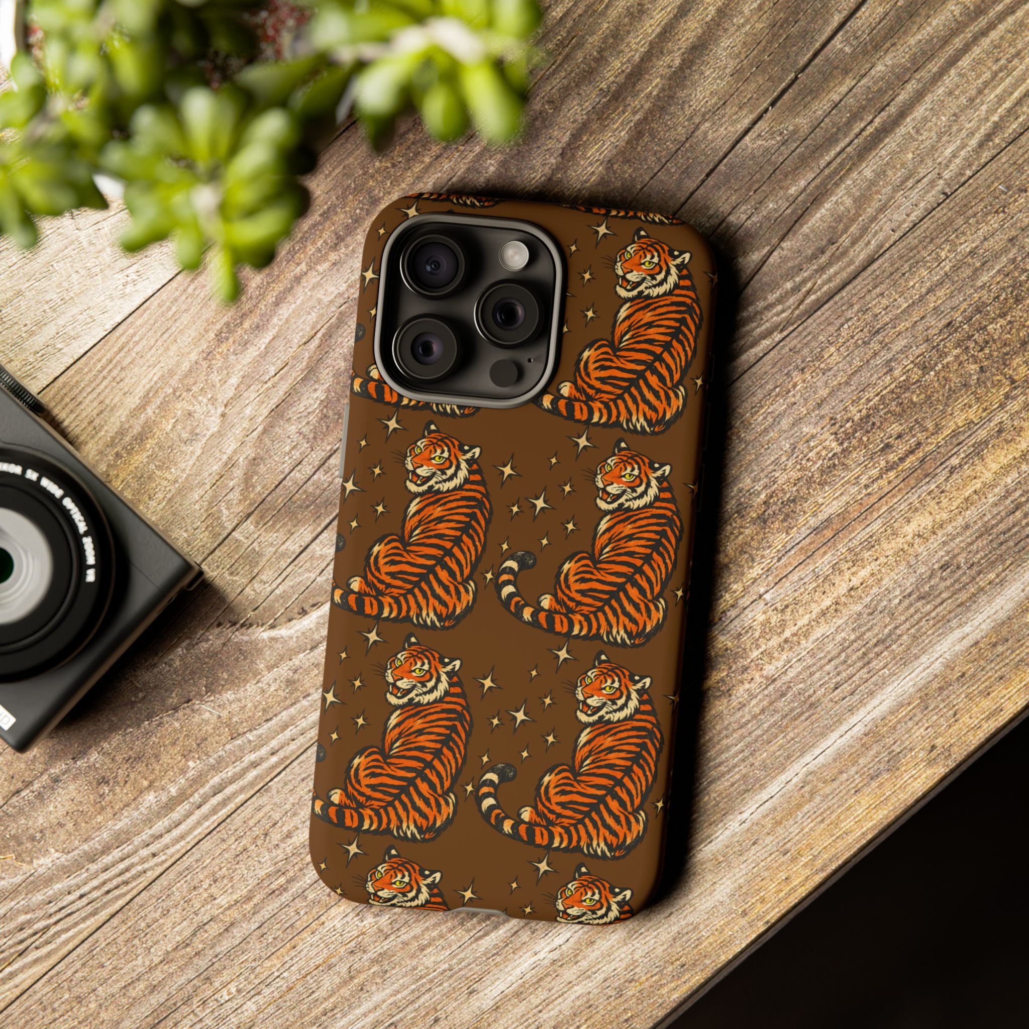 Tiger Pattern Phone Case — Retro Brown Vintage Tiger Print Tough Case