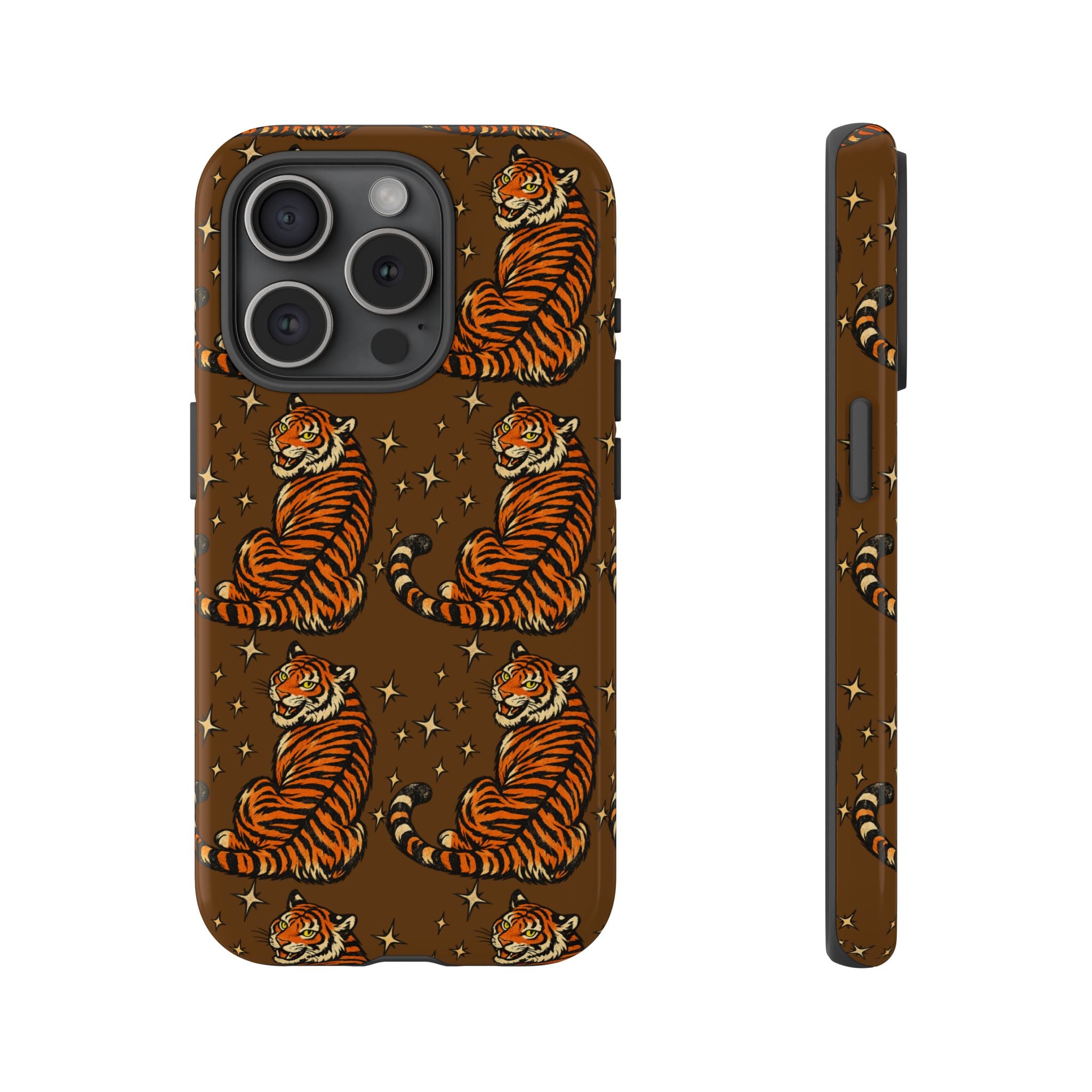 Tiger Pattern Phone Case — Retro Brown Vintage Tiger Print Tough Case