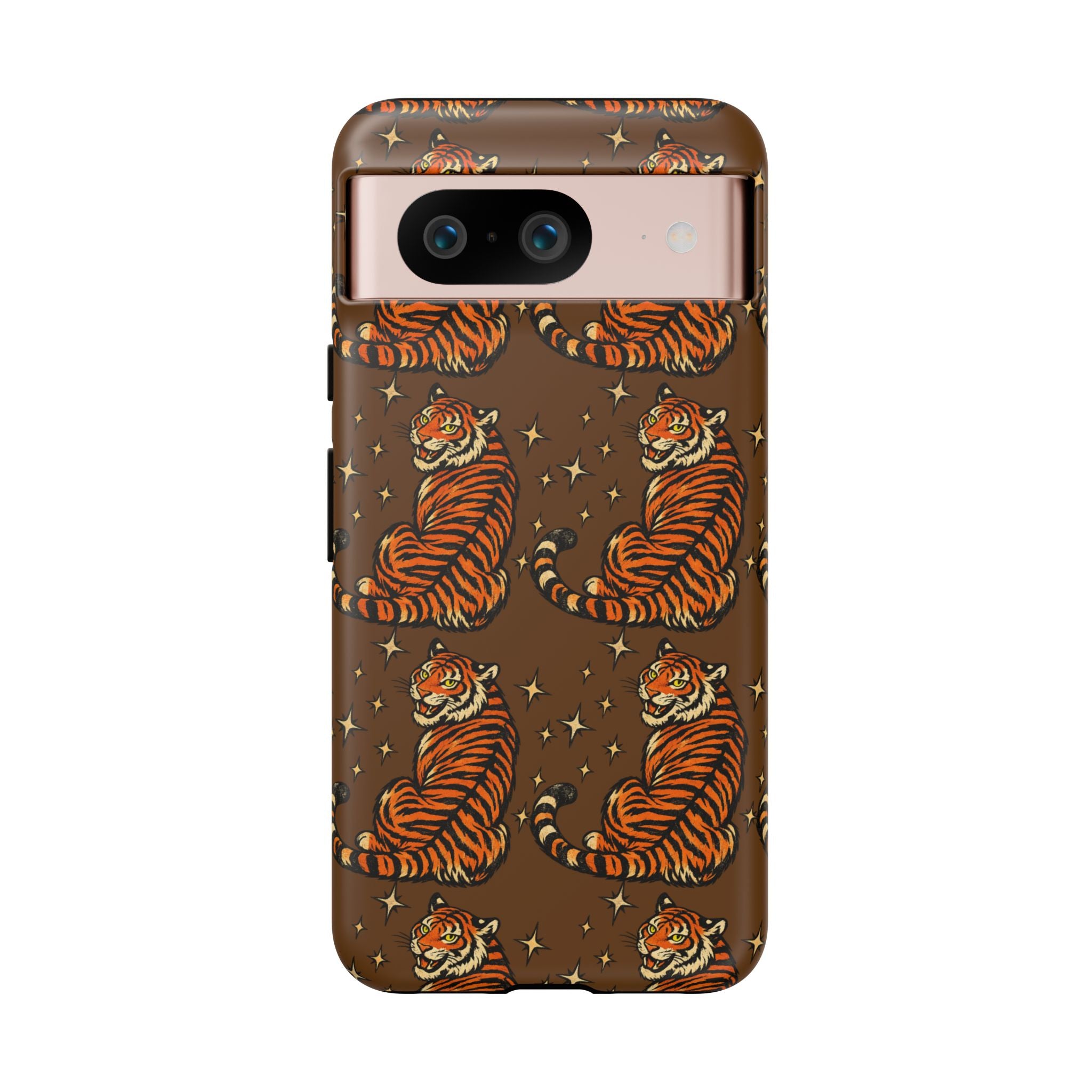 Tiger Pattern Phone Case — Retro Brown Vintage Tiger Print Tough Case
