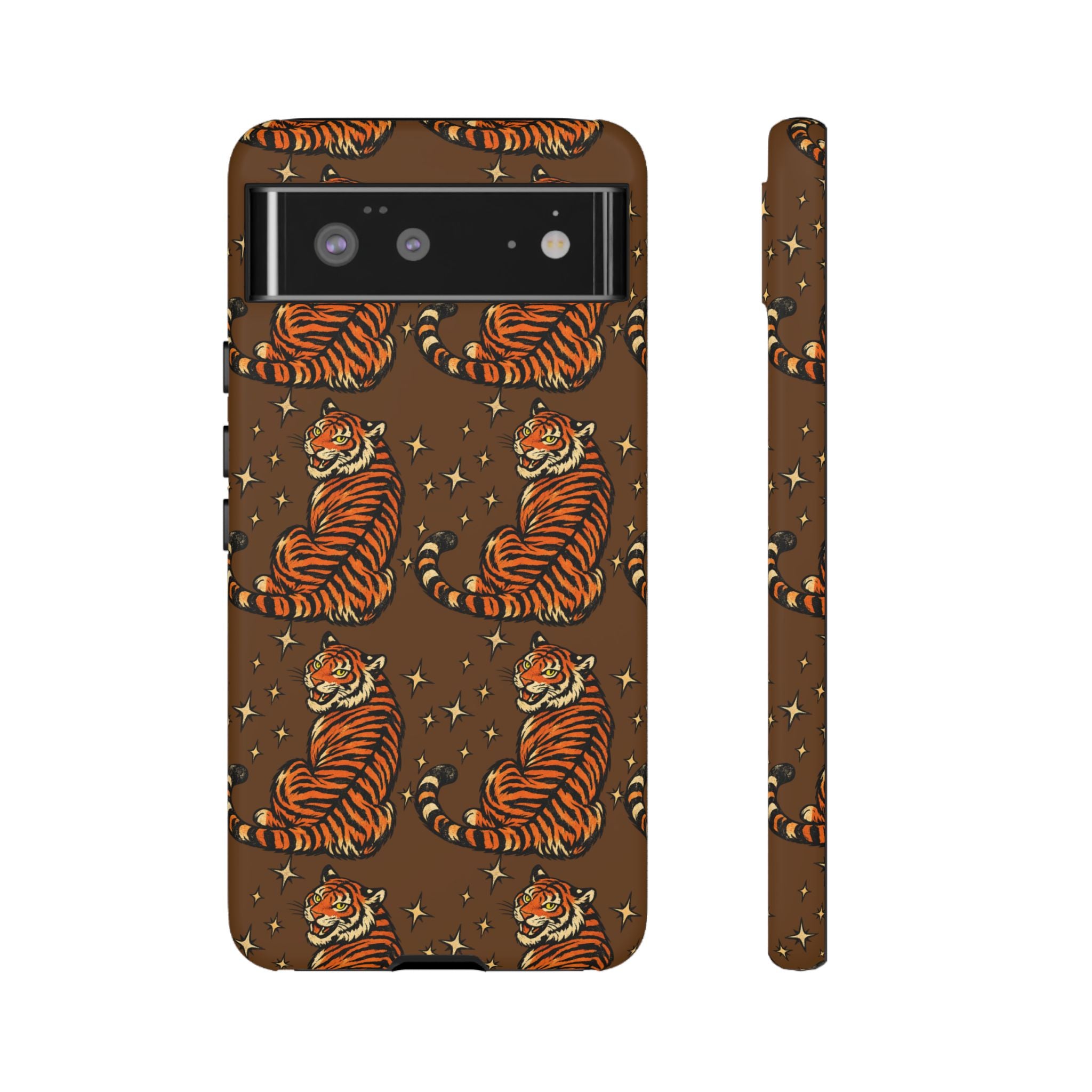 Tiger Pattern Phone Case — Retro Brown Vintage Tiger Print Tough Case