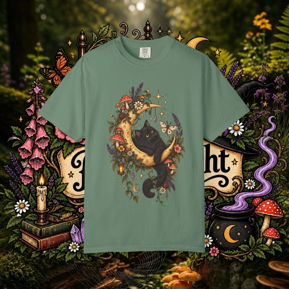 Moonlit Black Cat Oversized T-Shirt