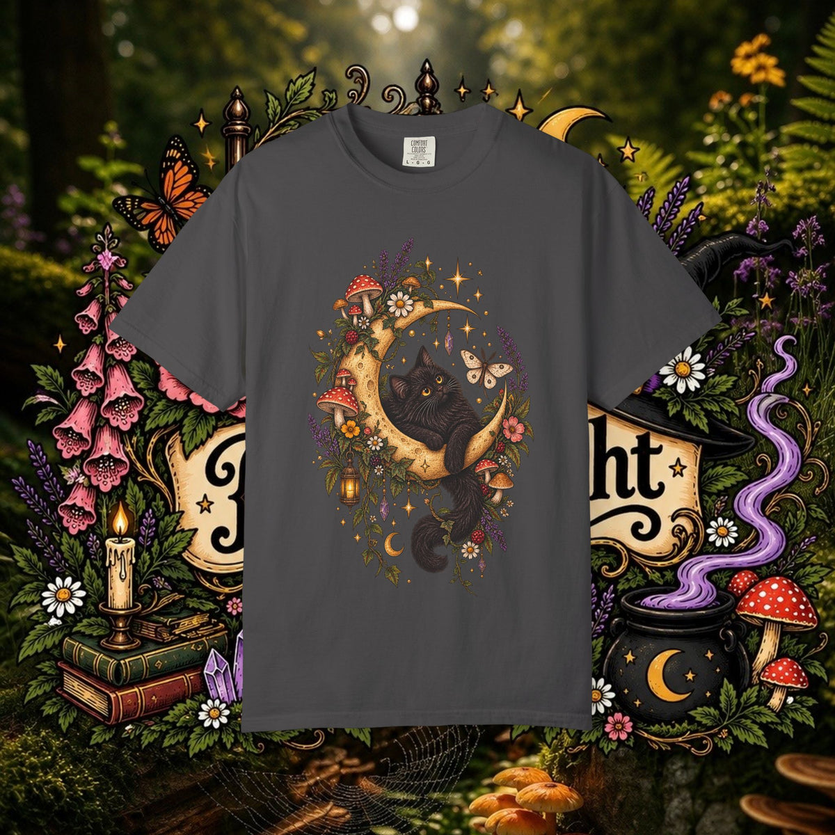 Moonlit Black Cat Oversized T-Shirt
