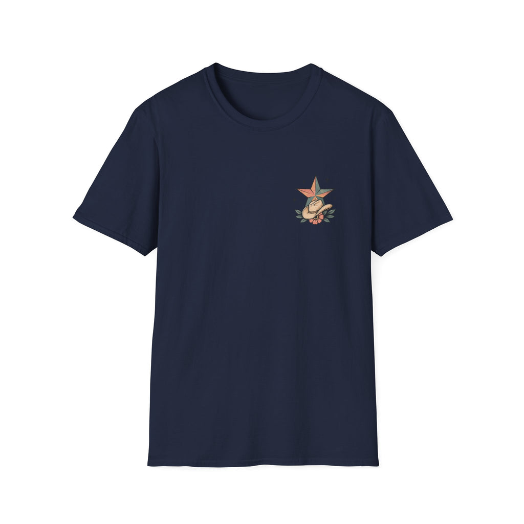 “I Will Succeed Because I’m Insane” Female Bull Rider Star Tee — Western Tattoo Pocket T-Shirt