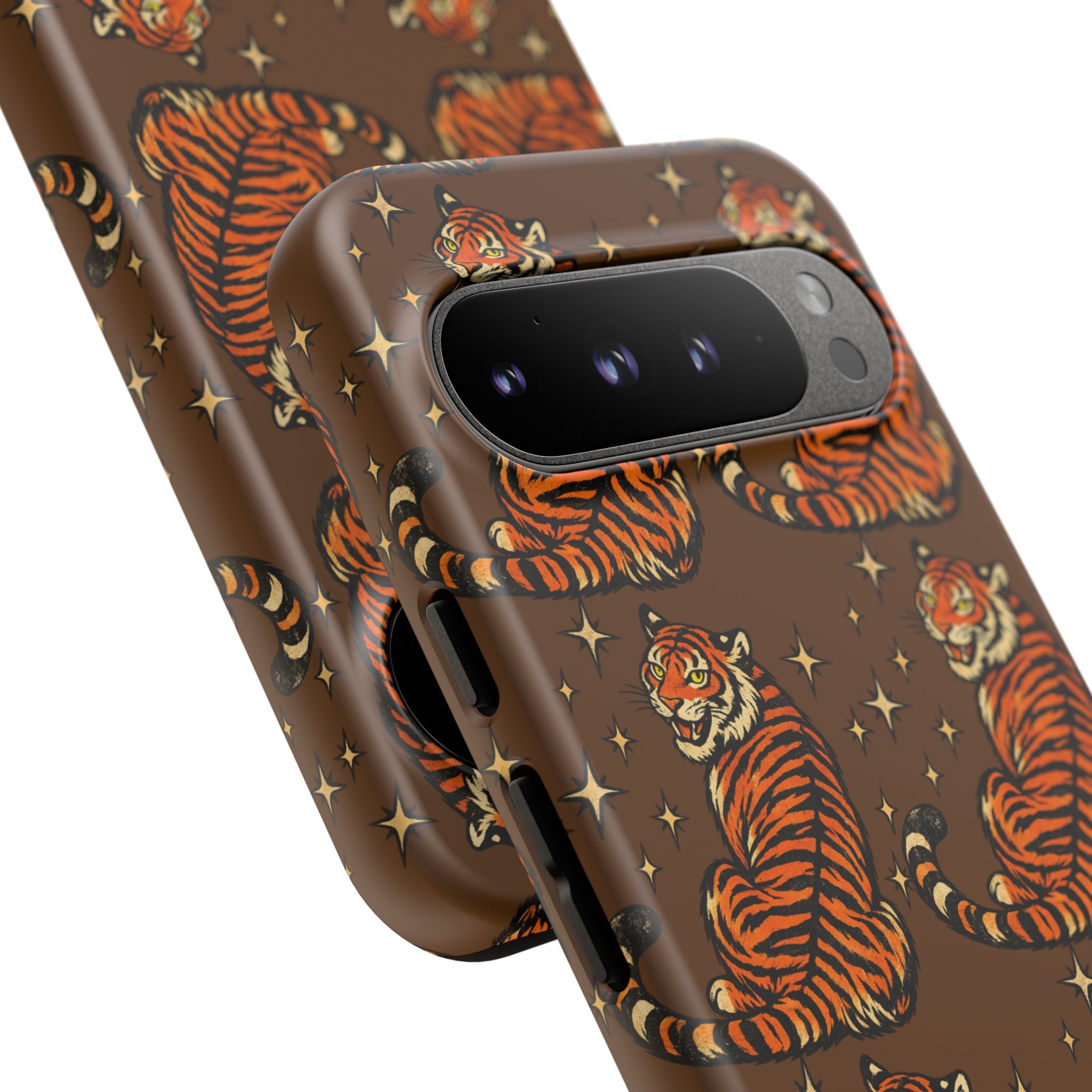 Tiger Pattern Phone Case — Retro Brown Vintage Tiger Print Tough Case