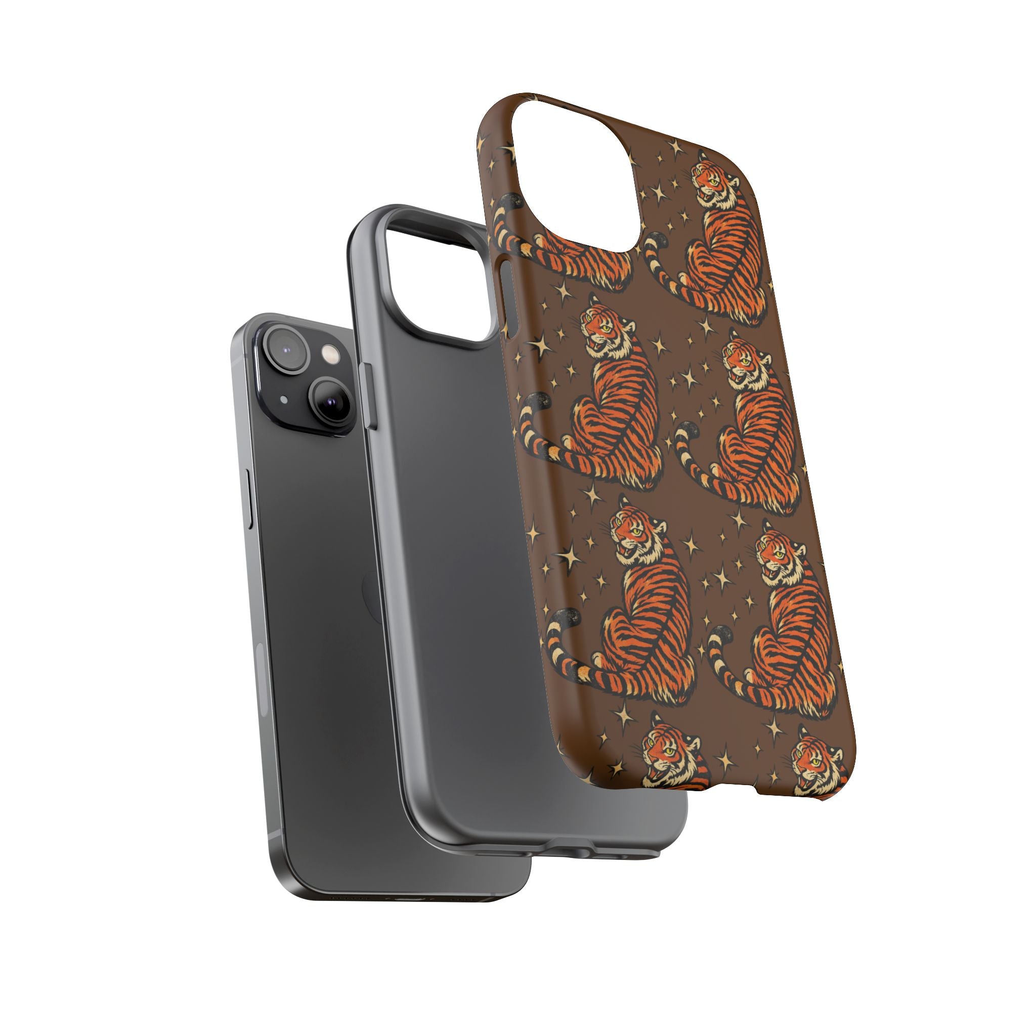 Tiger Pattern Phone Case — Retro Brown Vintage Tiger Print Tough Case