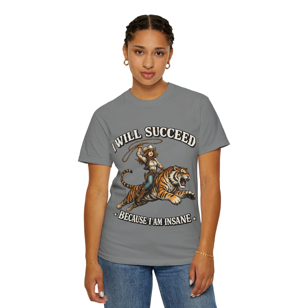I Will Succeed Tiger T-Shirt — Bold Vintage Rider Graphic Tee