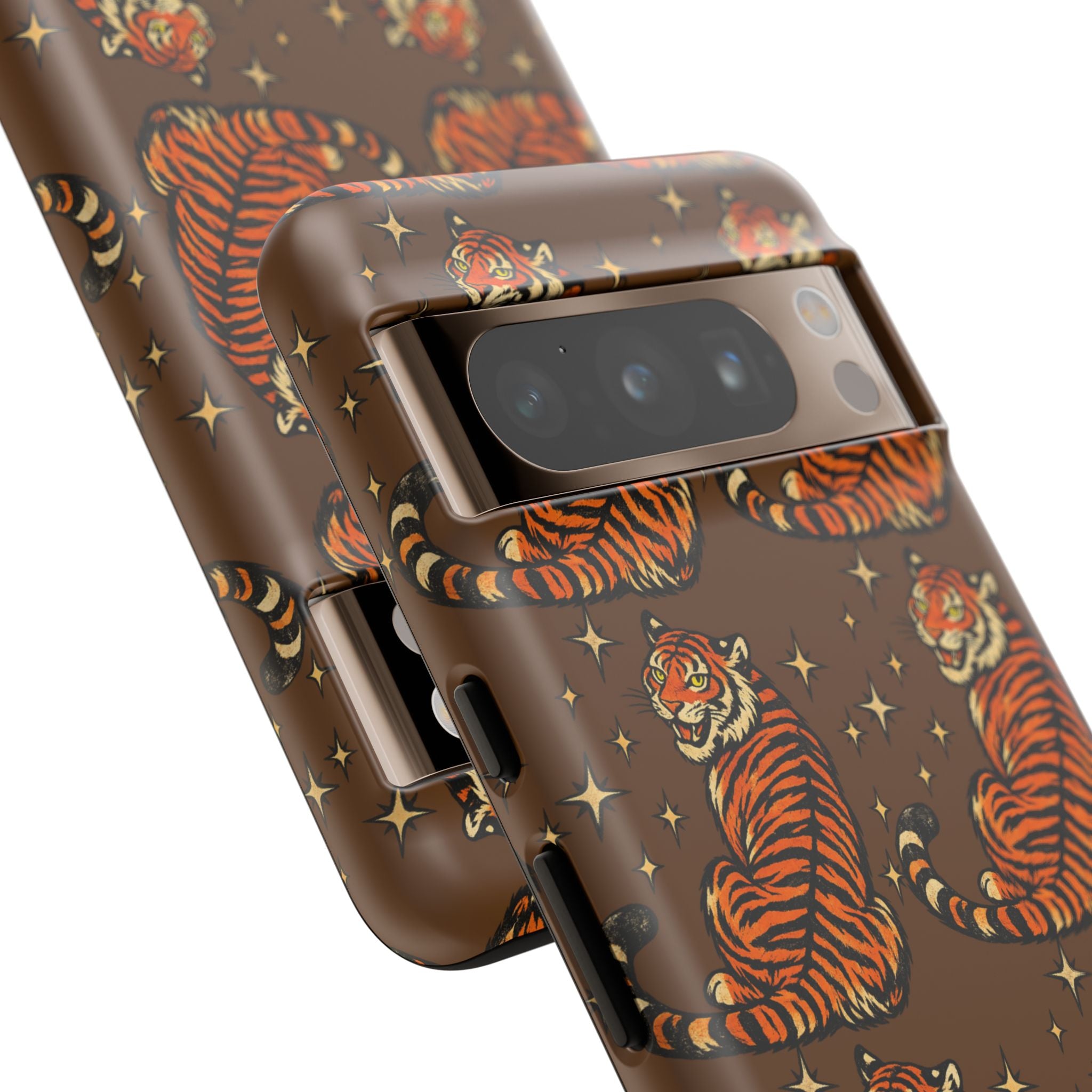 Tiger Pattern Phone Case — Retro Brown Vintage Tiger Print Tough Case