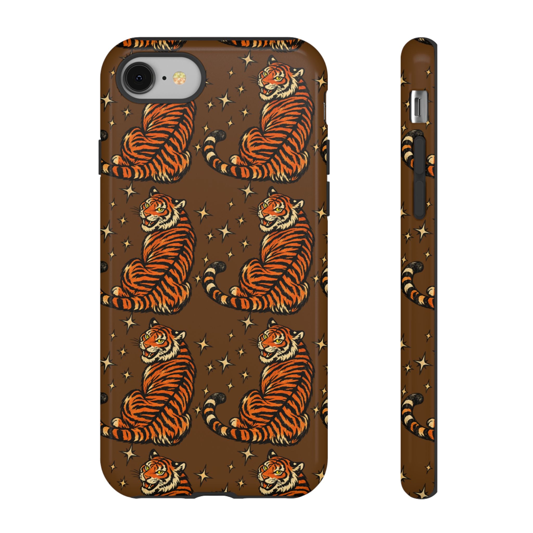 Tiger Pattern Phone Case — Retro Brown Vintage Tiger Print Tough Case