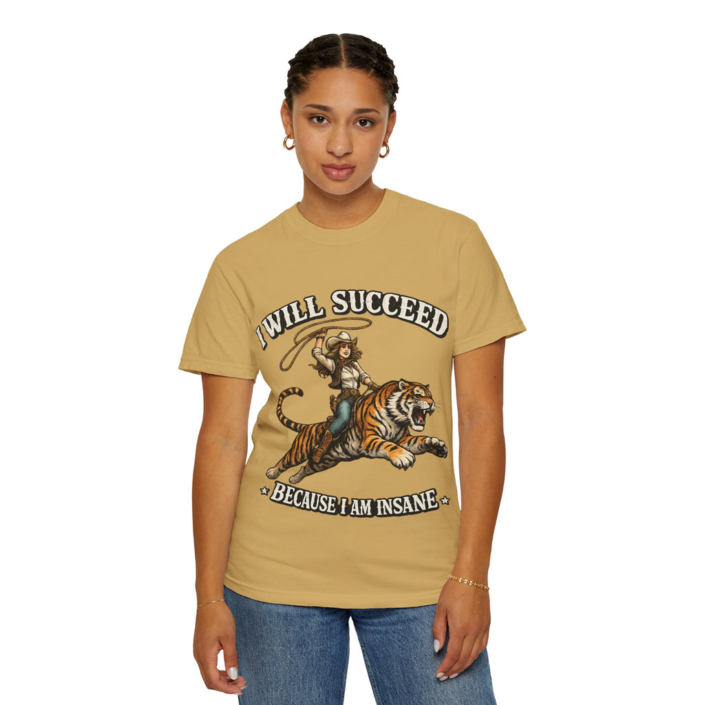 I Will Succeed Tiger T-Shirt — Bold Vintage Rider Graphic Tee