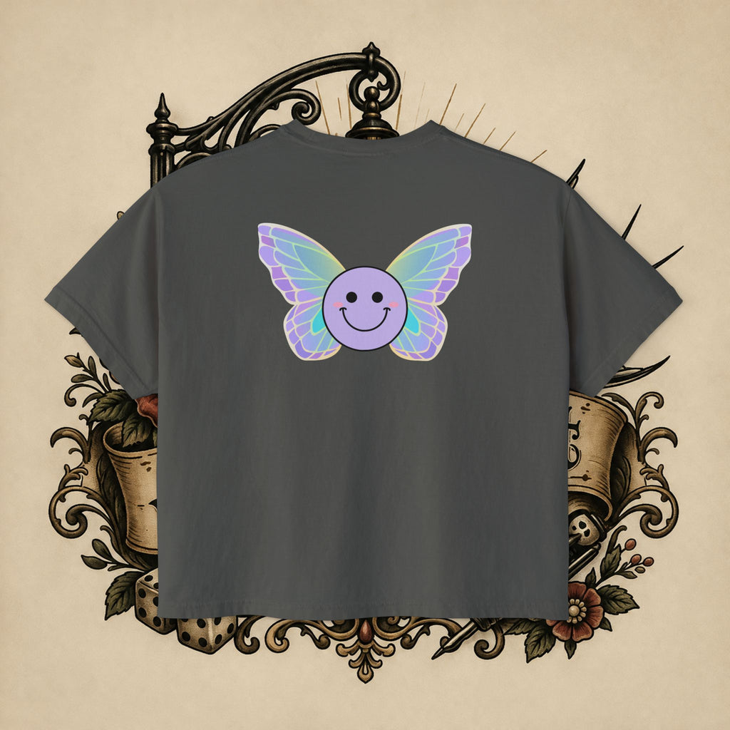 Women's Boxy Tee — "Fueled by Rage" Cute Rainbow Bunny Graphic