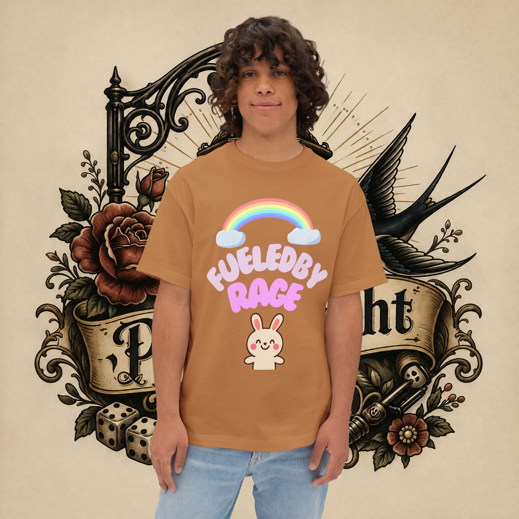 Fueled by Rage Tee | Cute Bunny Rainbow Illustration