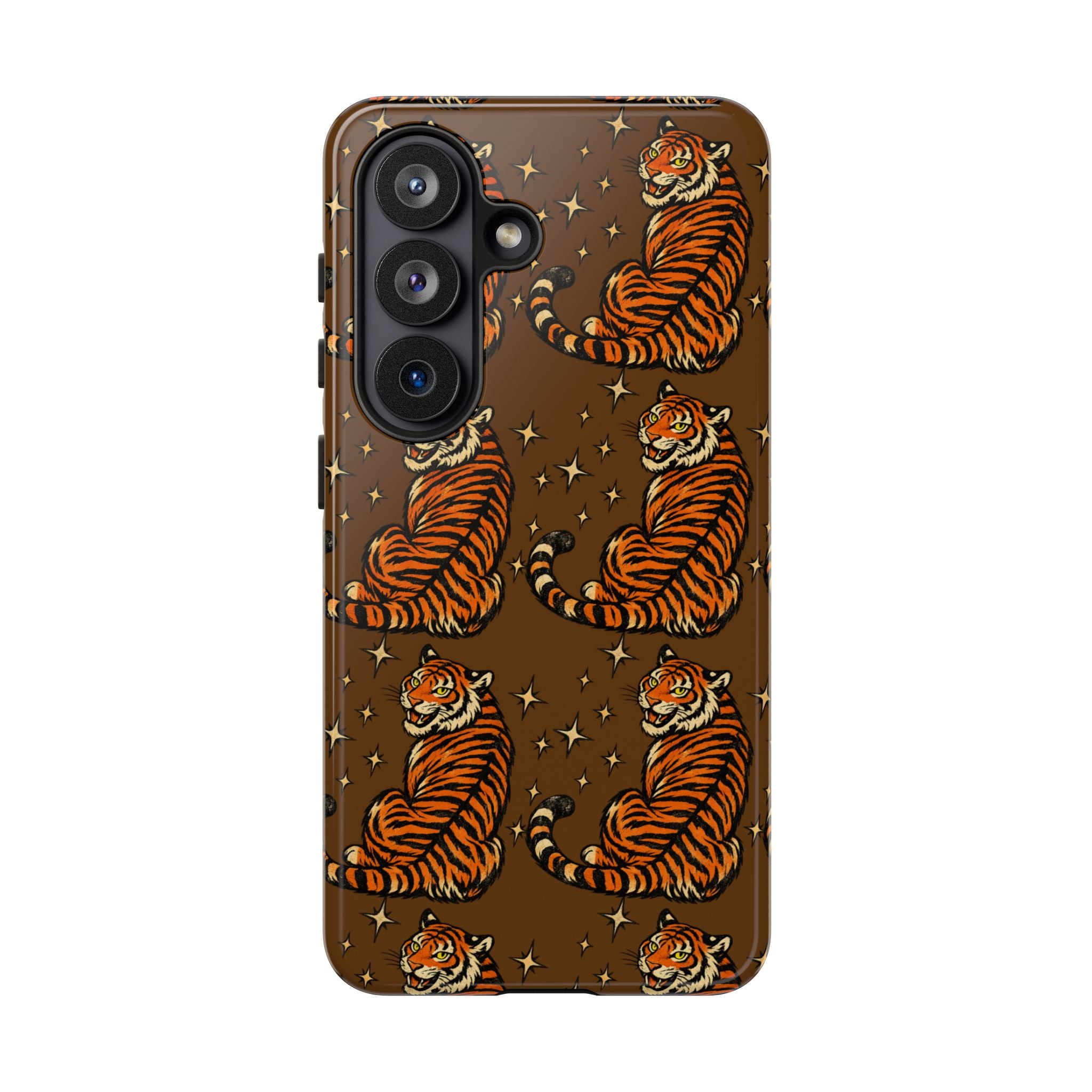 Tiger Pattern Phone Case — Retro Brown Vintage Tiger Print Tough Case
