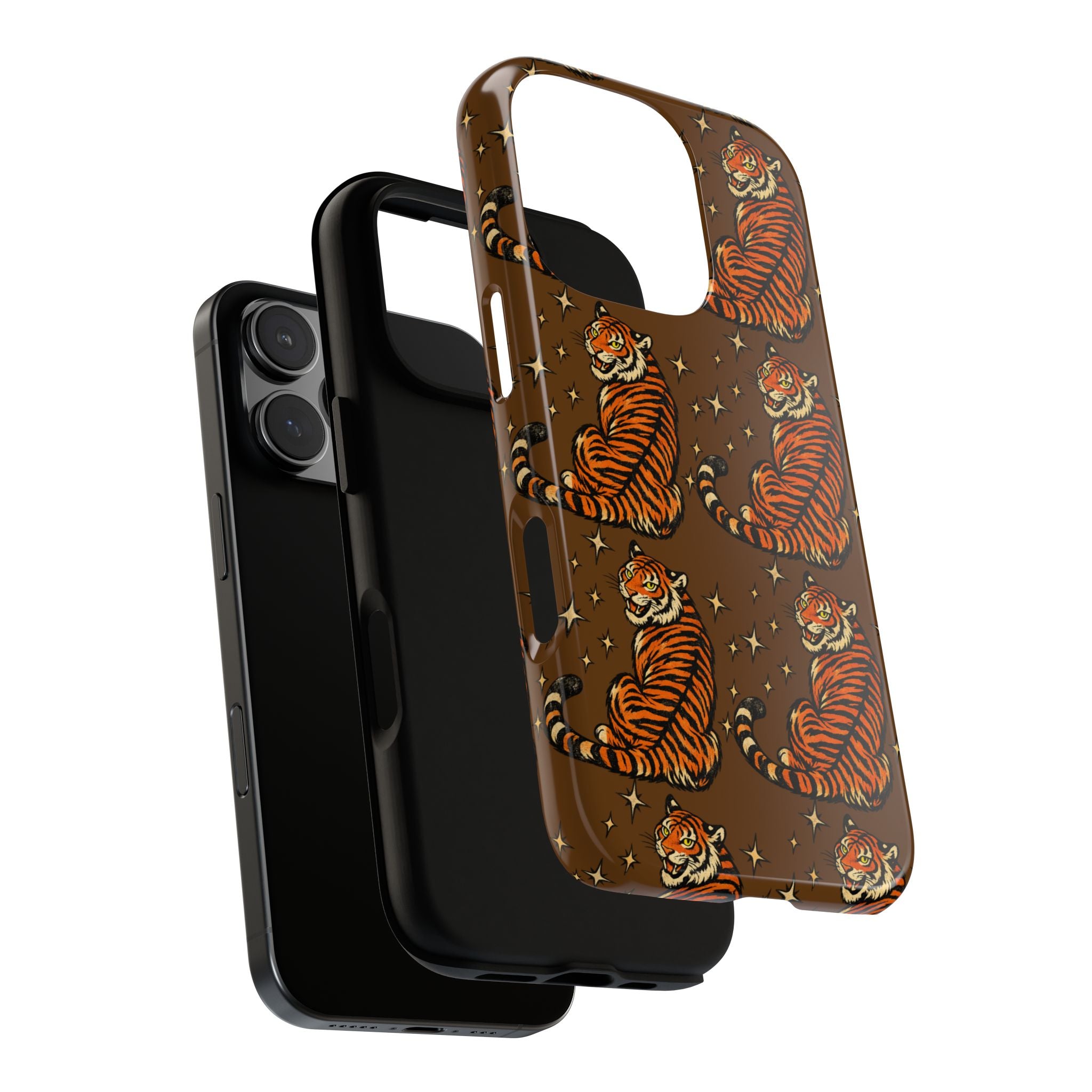 Tiger Pattern Phone Case — Retro Brown Vintage Tiger Print Tough Case