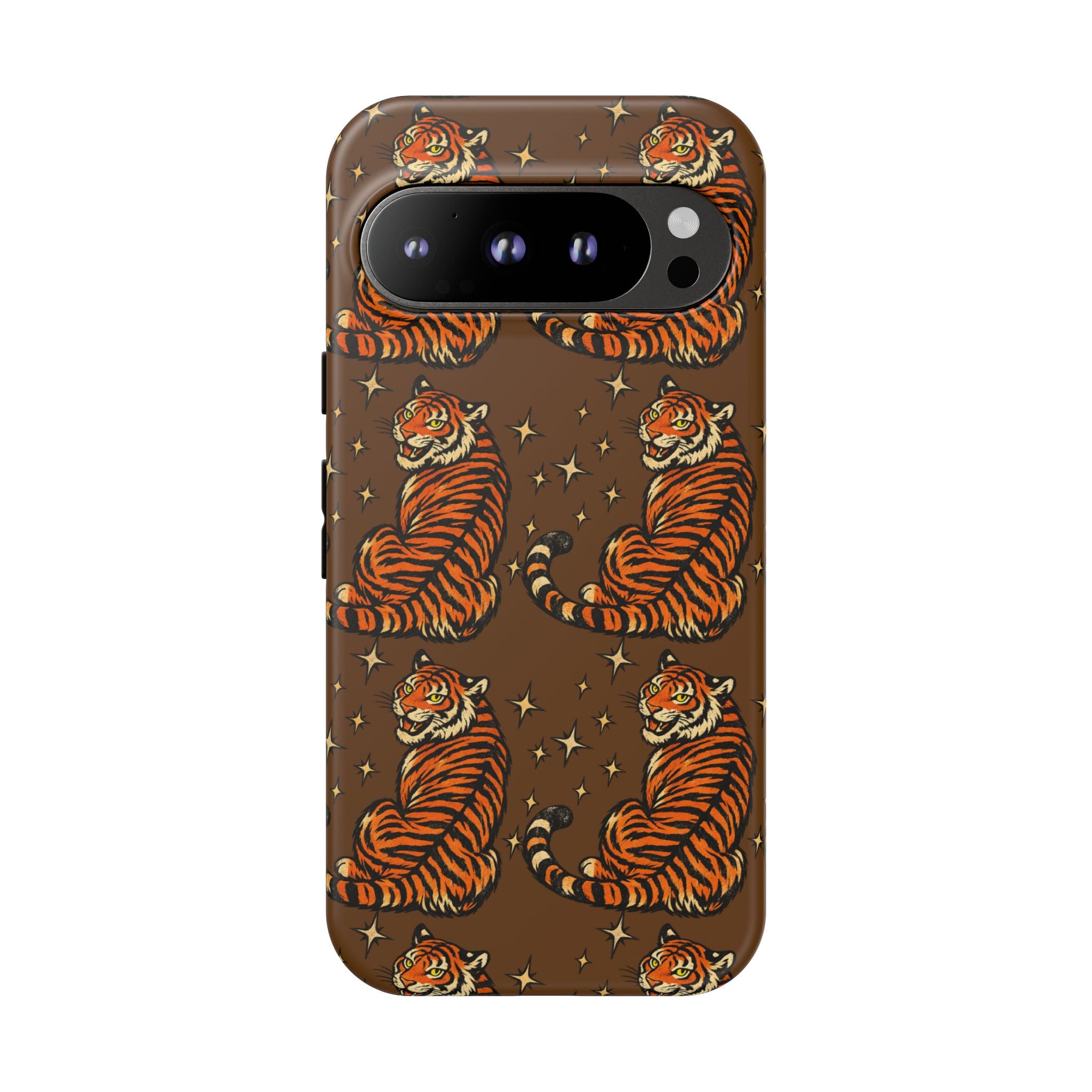 Tiger Pattern Phone Case — Retro Brown Vintage Tiger Print Tough Case