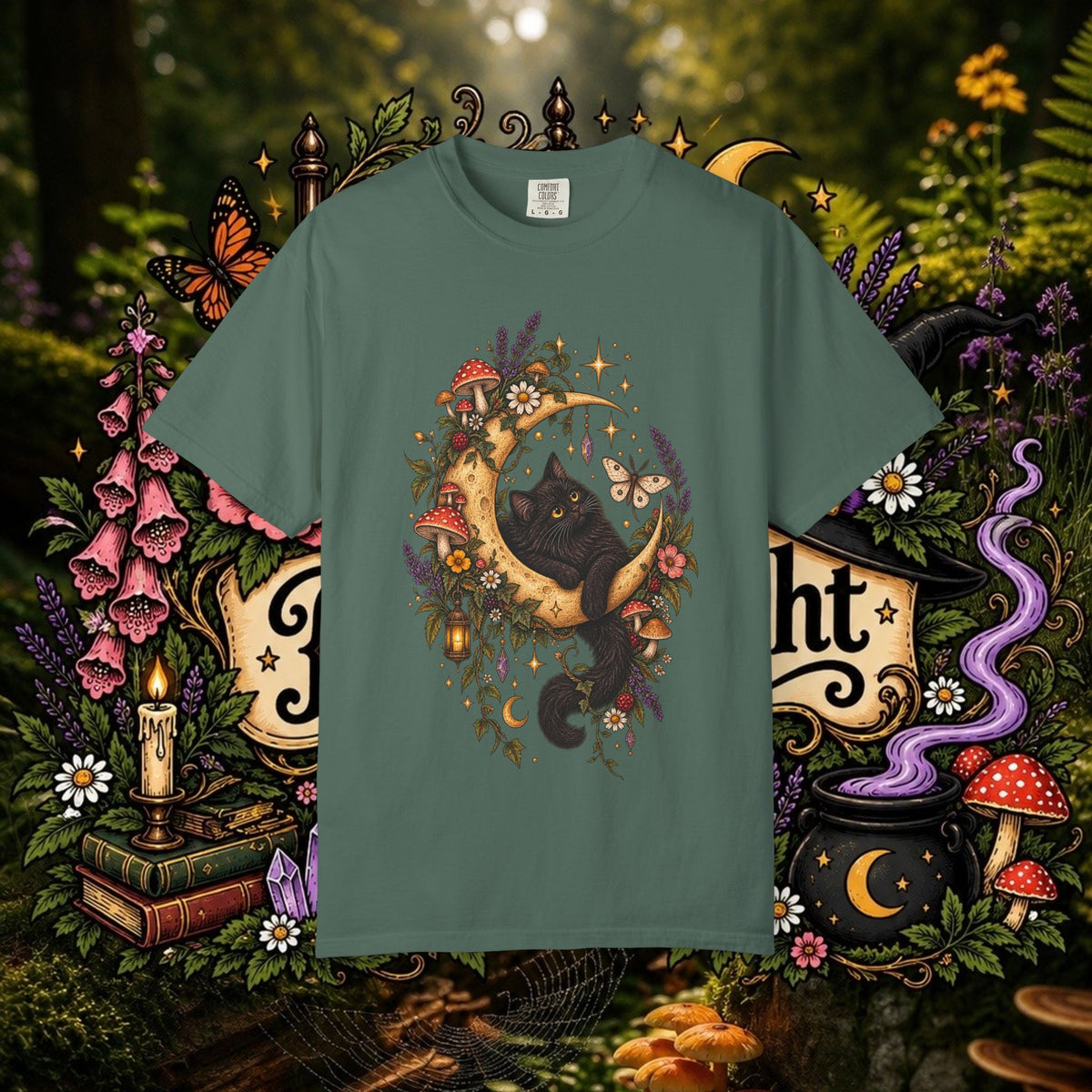 Moonlit Black Cat Oversized T-Shirt