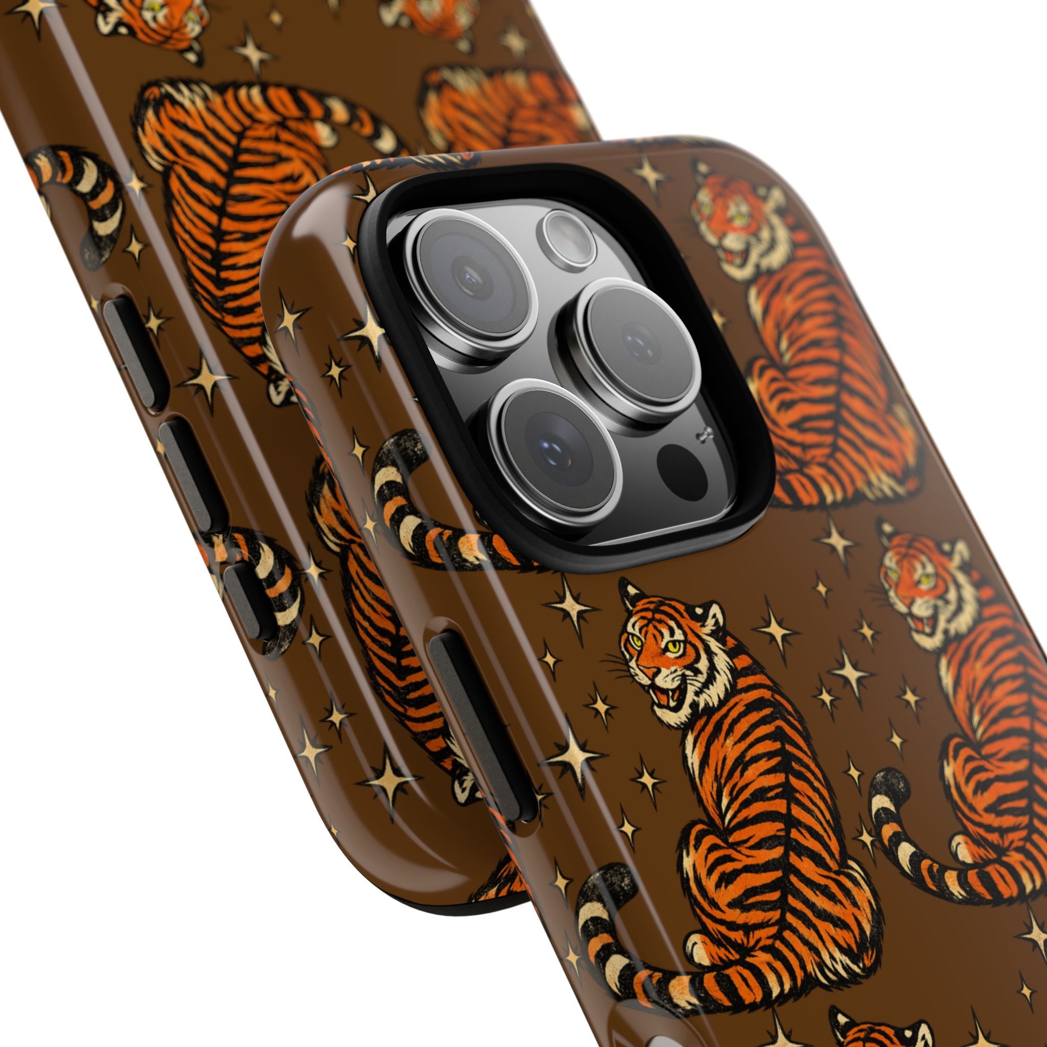 Tiger Pattern Phone Case — Retro Brown Vintage Tiger Print Tough Case